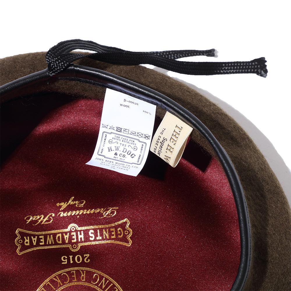 H.W. Dog Leather Beret 63 Olive - Image 3