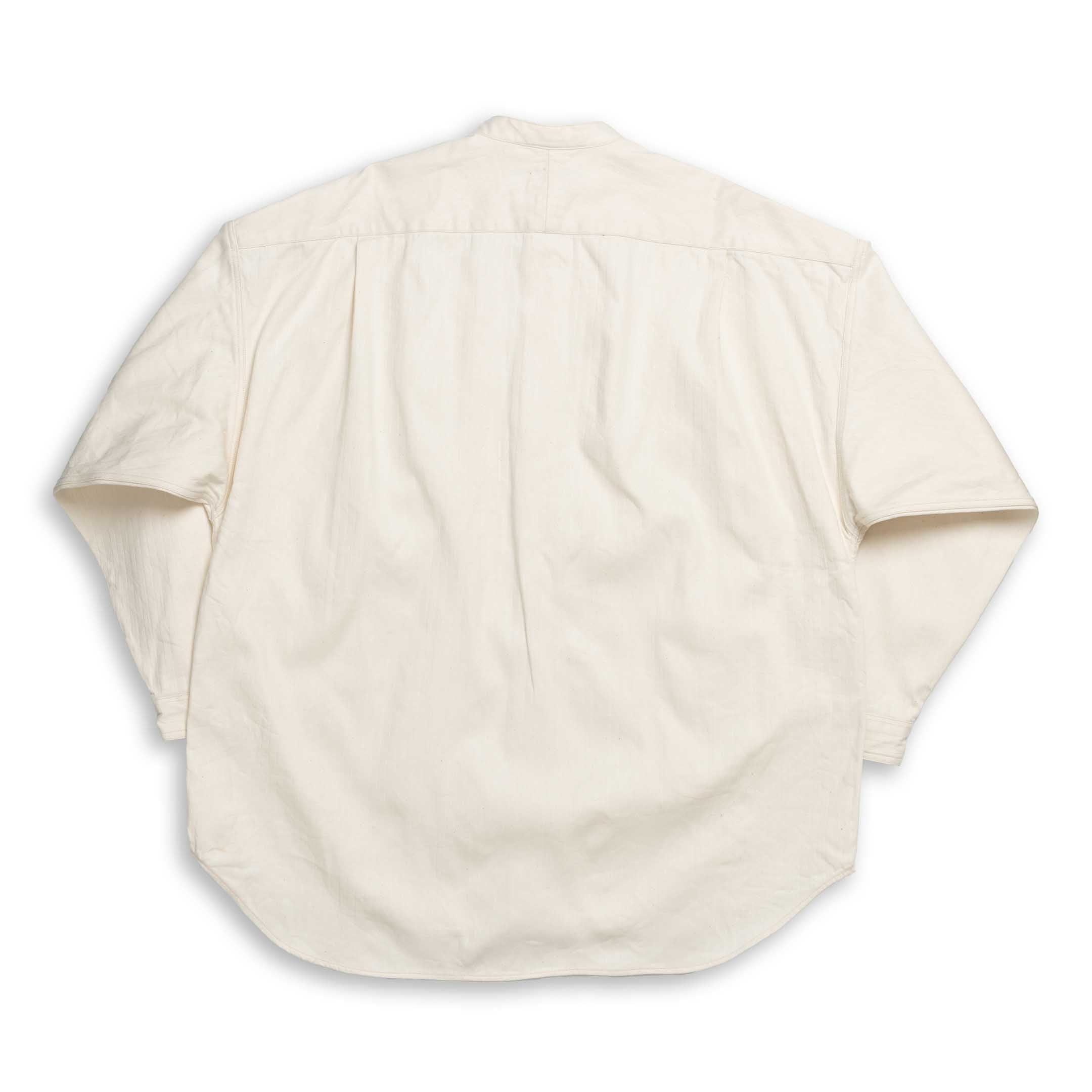 Haversack Cotton/Linen Herringbone Band Collar Shirt Natural - Image 2
