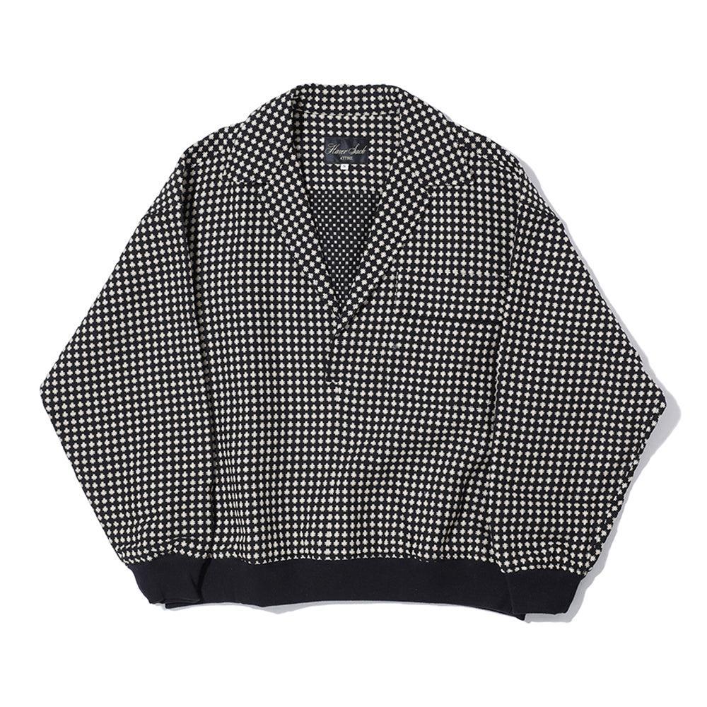 Haversack Sashiko Jacquard Pullover Shirt Black