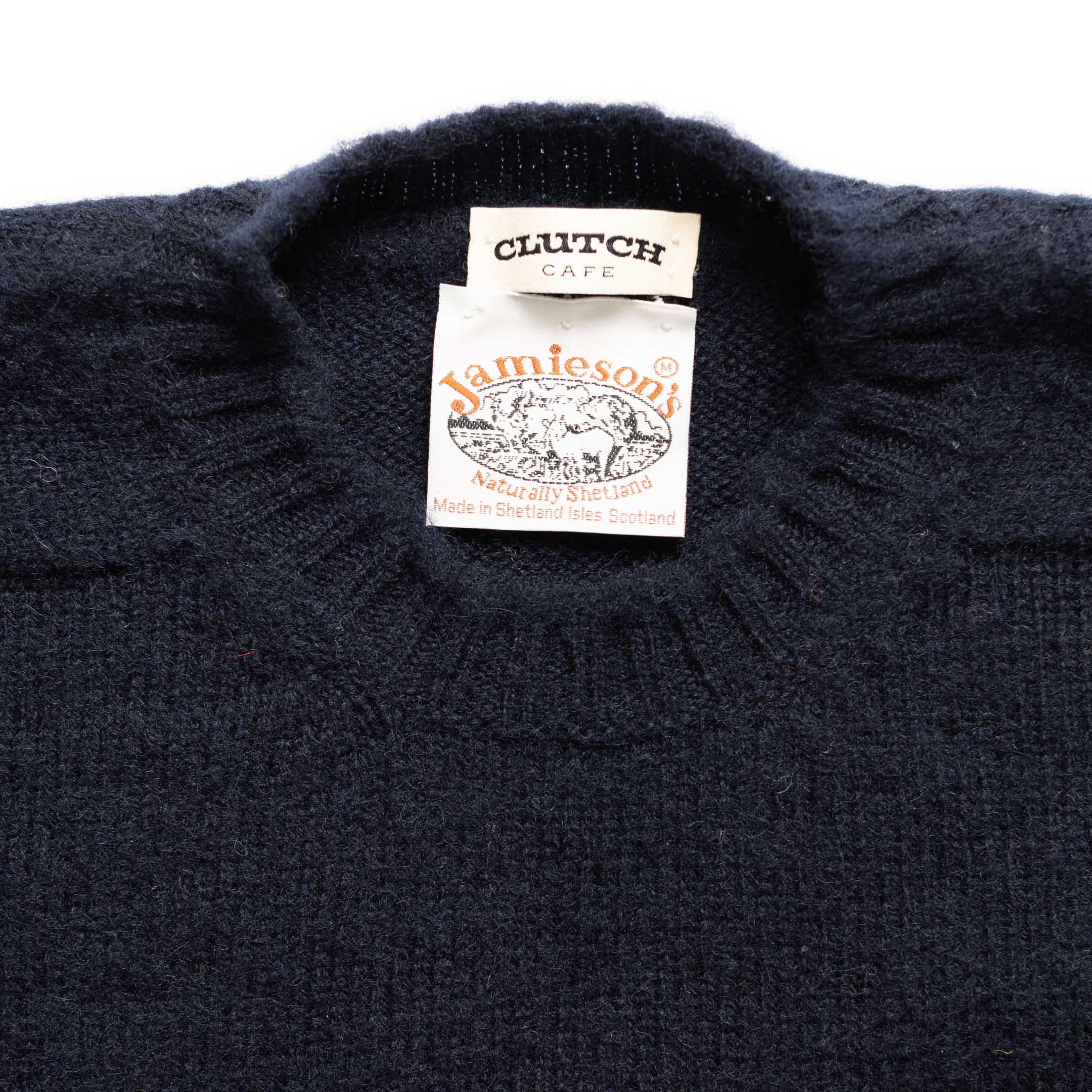 Jamieson's For Clutch Cafe Brushed Shetland Sweater Dark Navy - Image 3