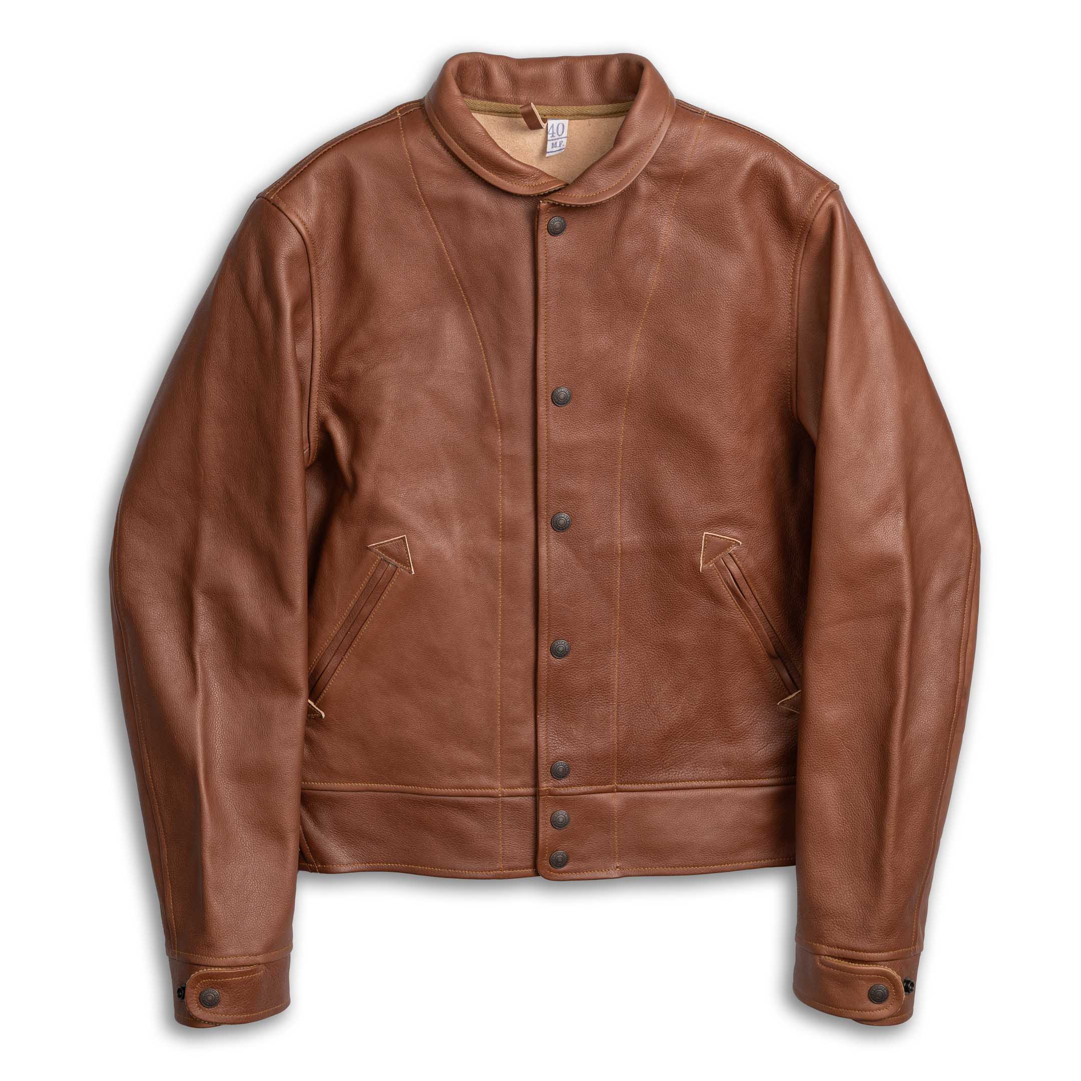 Mister Freedom Campus 'Stud' Leather Jacket Bison Brown