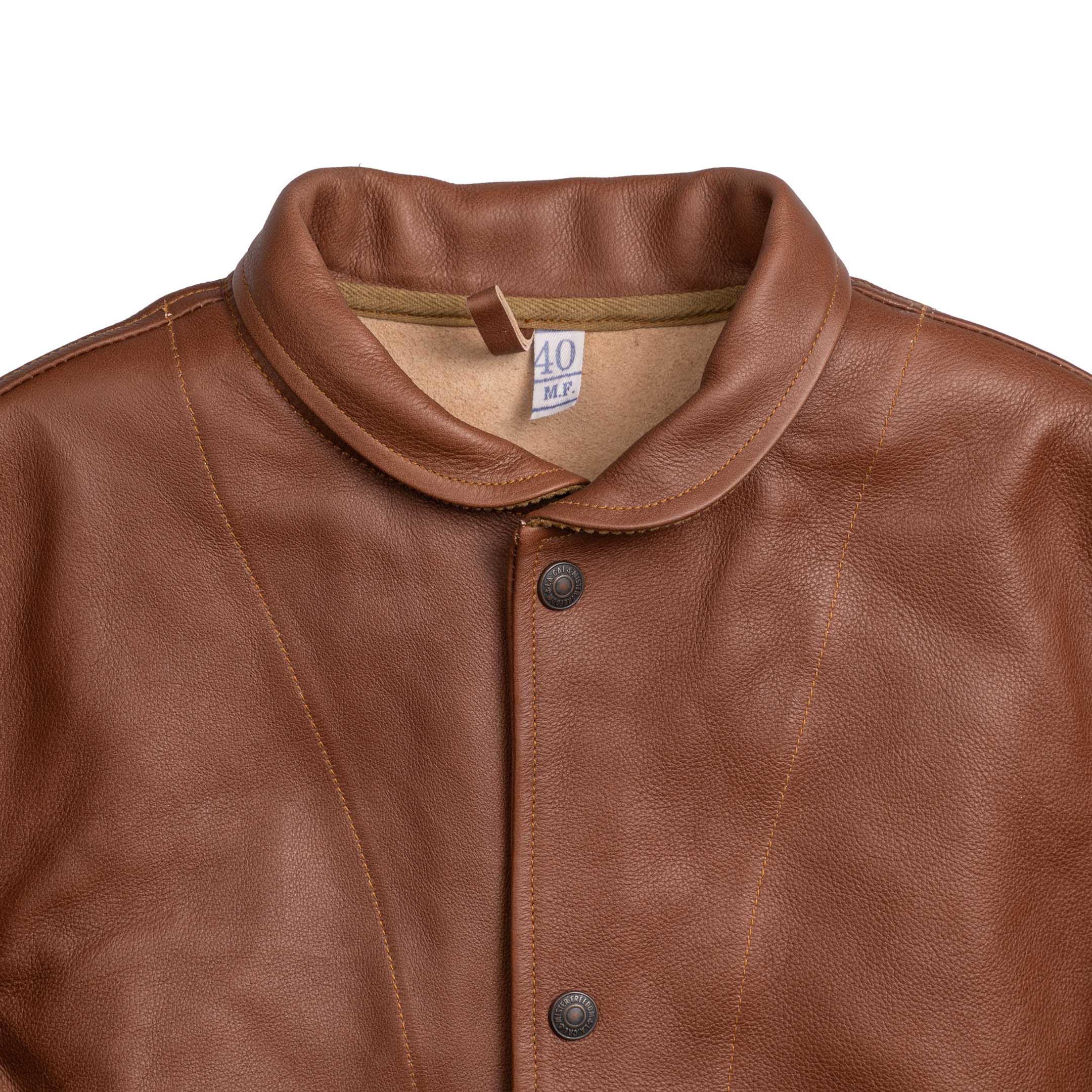 Mister Freedom Campus 'Stud' Leather Jacket Bison Brown - Image 2