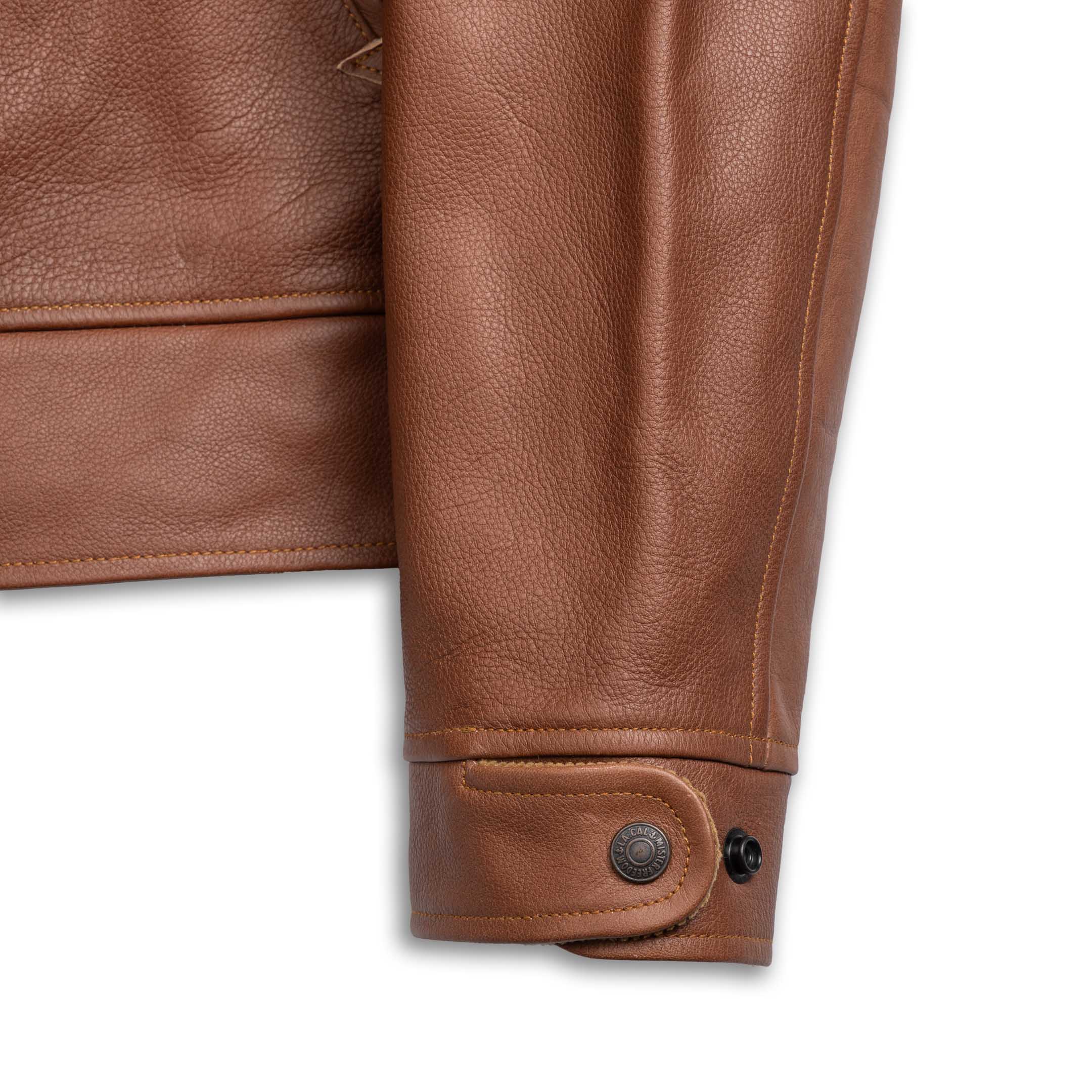 Mister Freedom Campus 'Stud' Leather Jacket Bison Brown - Image 3
