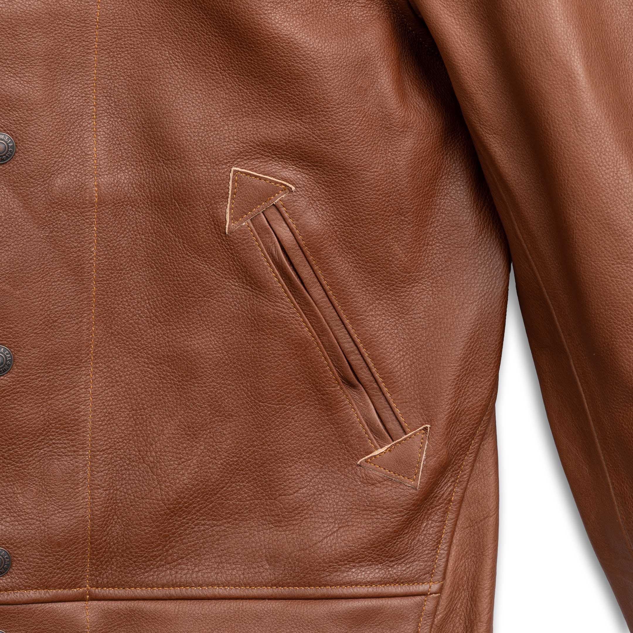 Mister Freedom Campus 'Stud' Leather Jacket Bison Brown - Image 8