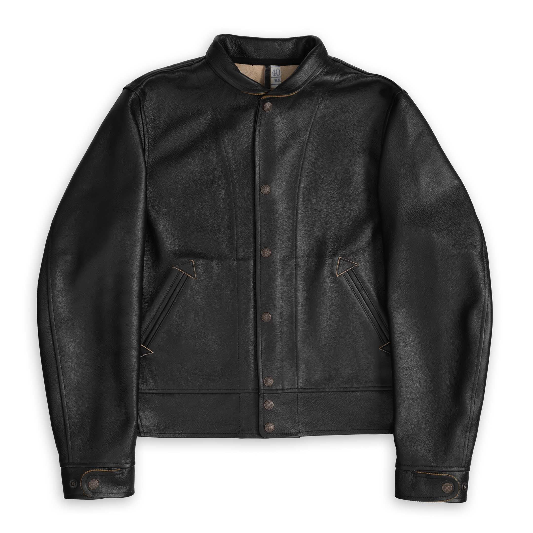 Mister Freedom Campus 'Stud' Leather Jacket Black
