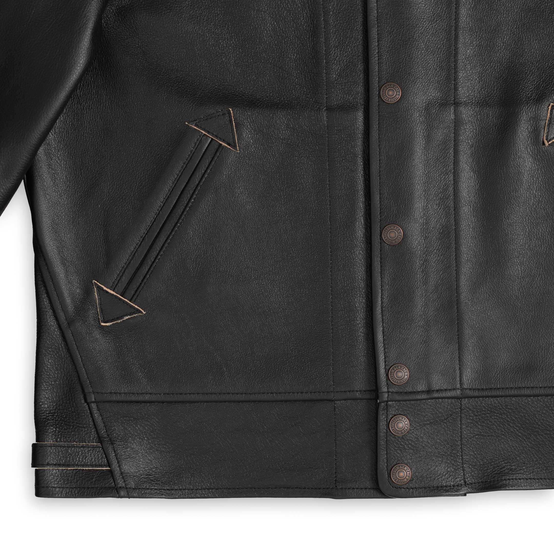 Mister Freedom Campus 'Stud' Leather Jacket Black - Image 4