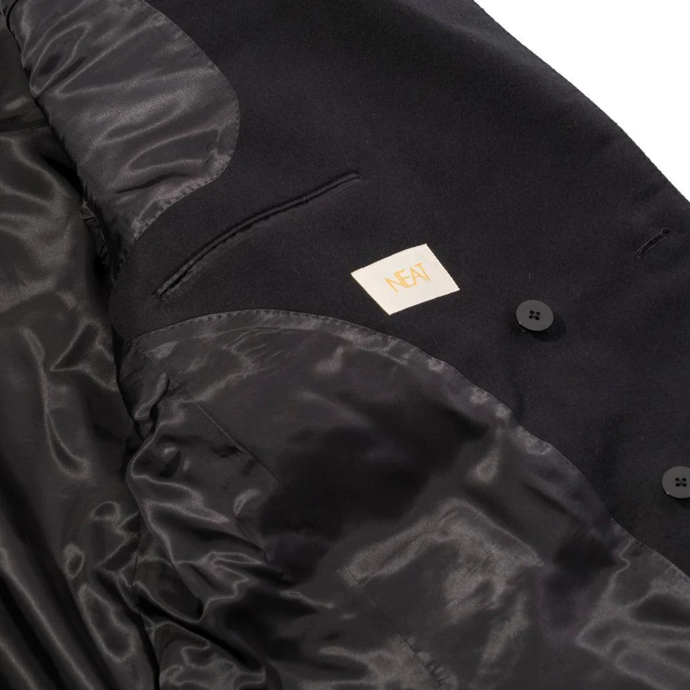 NEAT Luxury Moleskin 'Paul' Double Breasted Jacket Black - Image 5