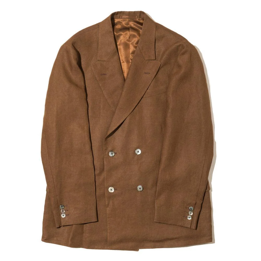 NEAT Spence Bryson Linen 'Paul' Double Breasted Jacket Brown