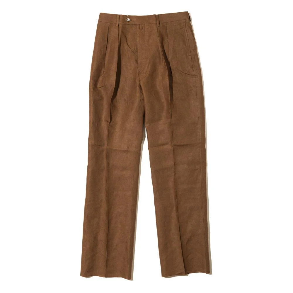 NEAT Spence Bryson Linen 'Wide' Trousers Brown