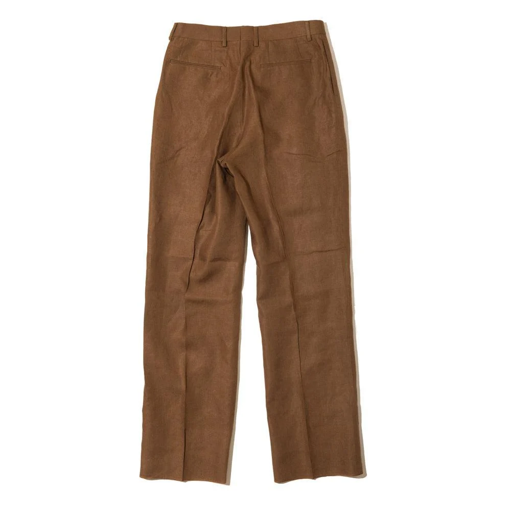 NEAT Spence Bryson Linen 'Wide' Trousers Brown - Image 2