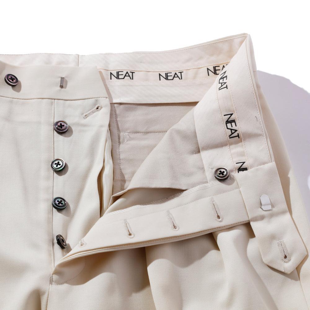 NEAT Wool Gabardine Standard Trousers Ivory - Image 6