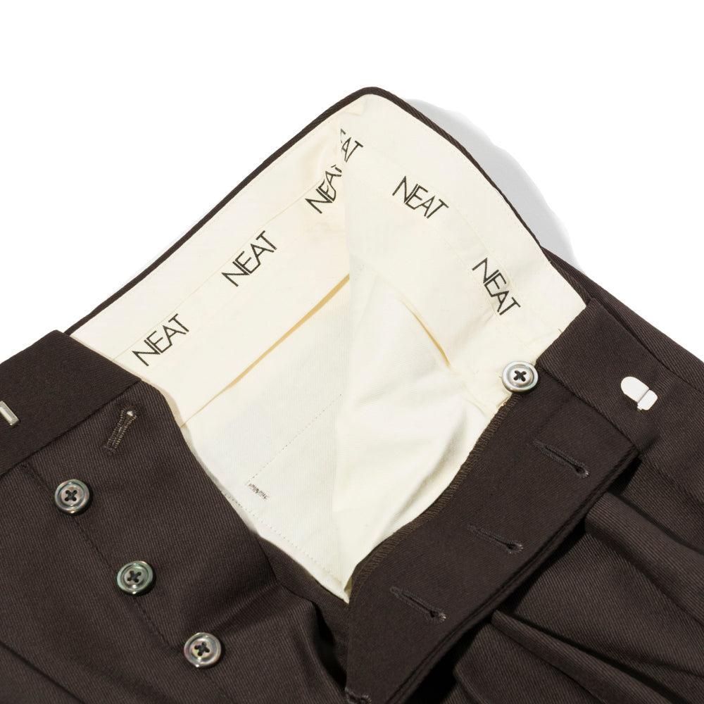 NEAT Wool Tricotine Wide Trousers Brown - Image 4