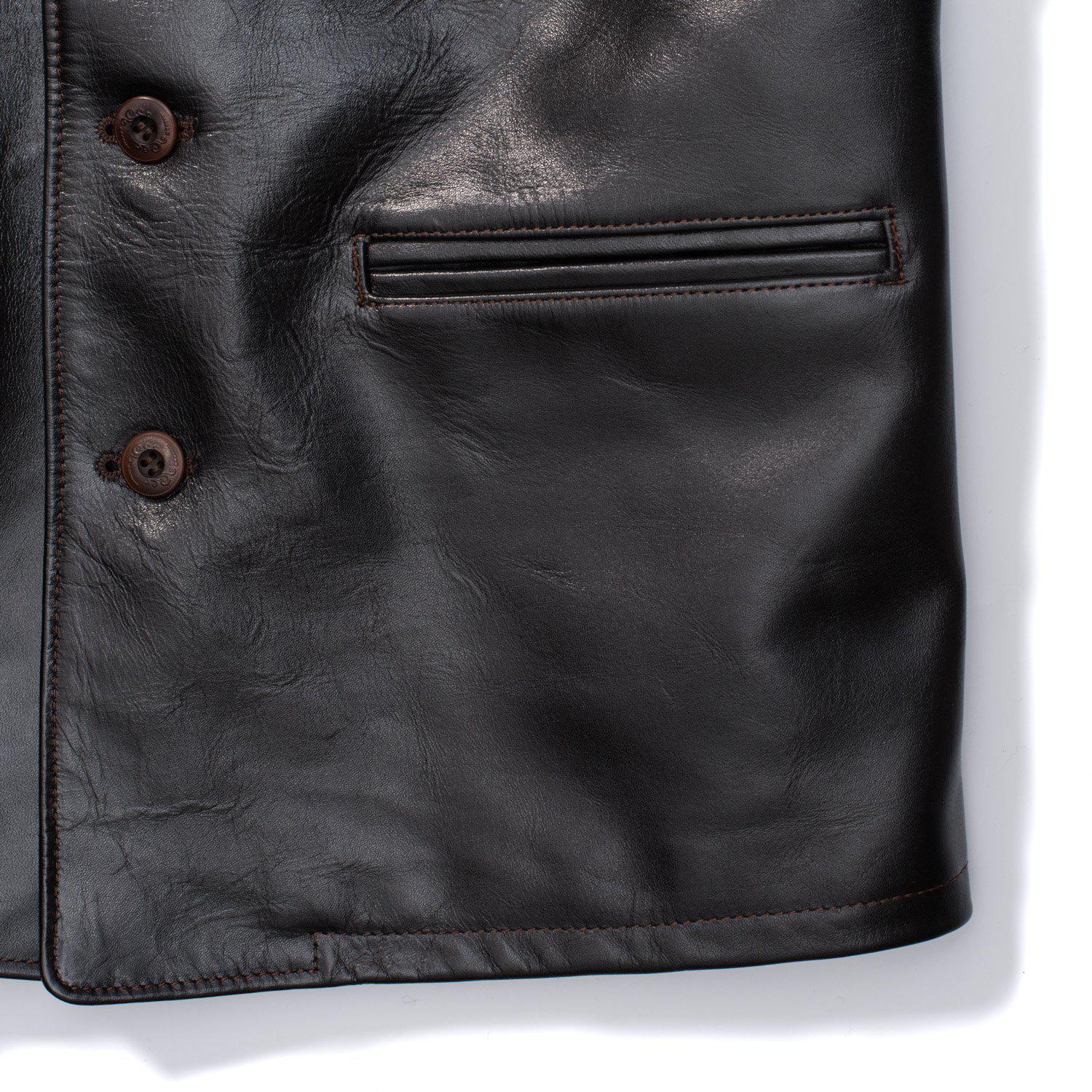 Orgueil Horsehide Leather Car Coat Black - Image 10