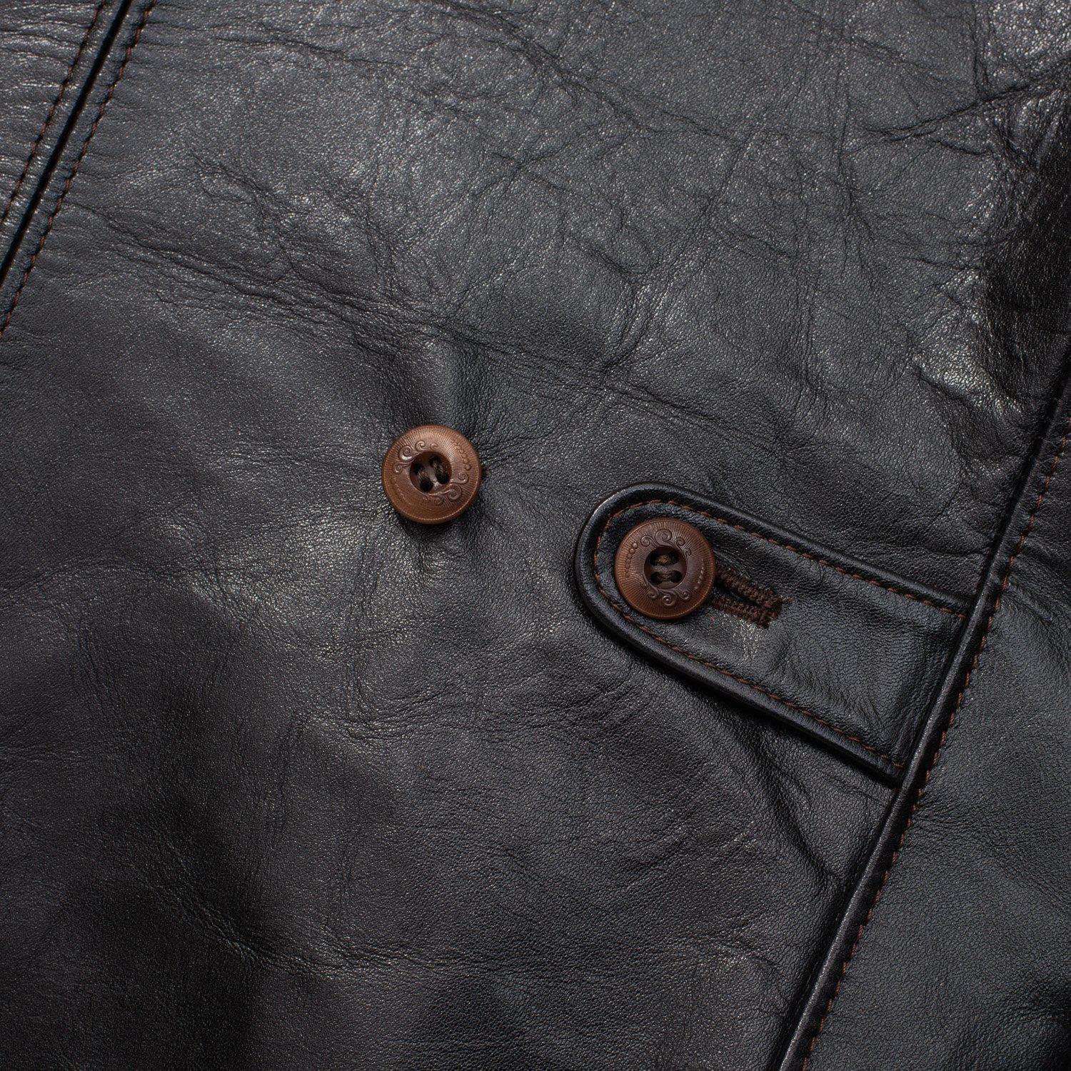 Orgueil Horsehide Leather Car Coat Black - Image 12
