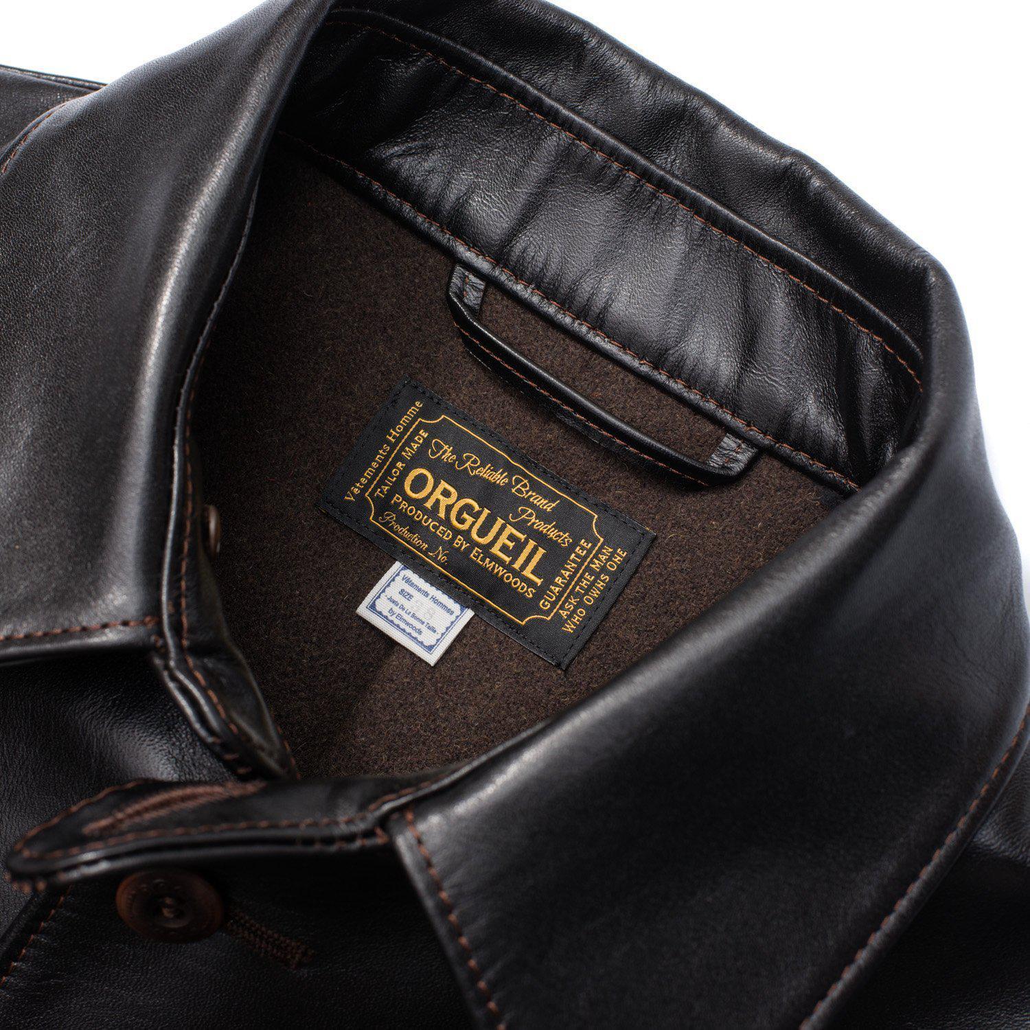 Orgueil Horsehide Leather Car Coat Black - Image 3