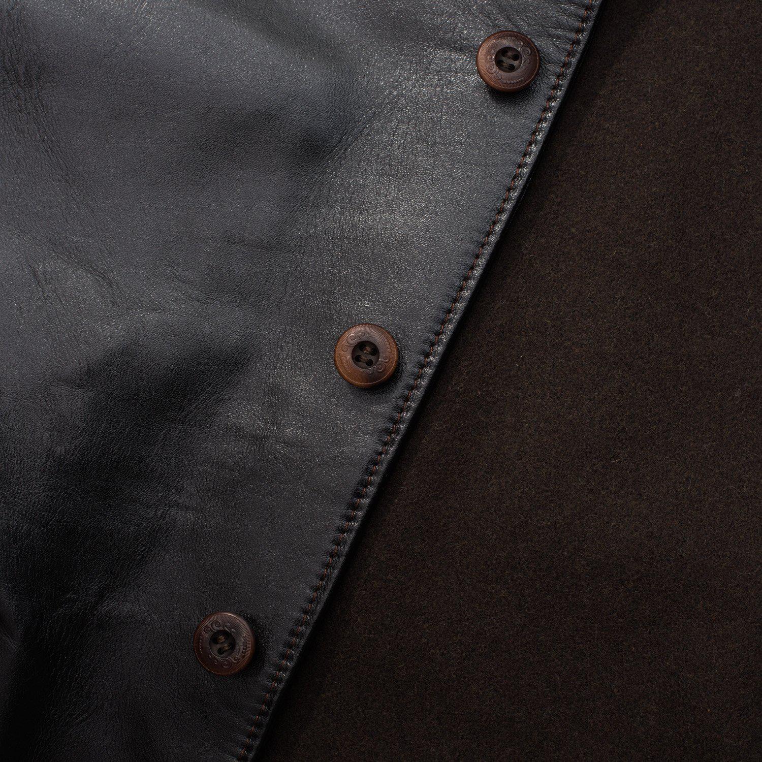 Orgueil Horsehide Leather Car Coat Black - Image 4