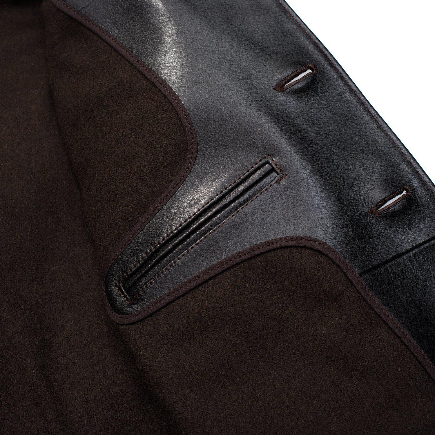 Orgueil Horsehide Leather Car Coat Black - Image 5