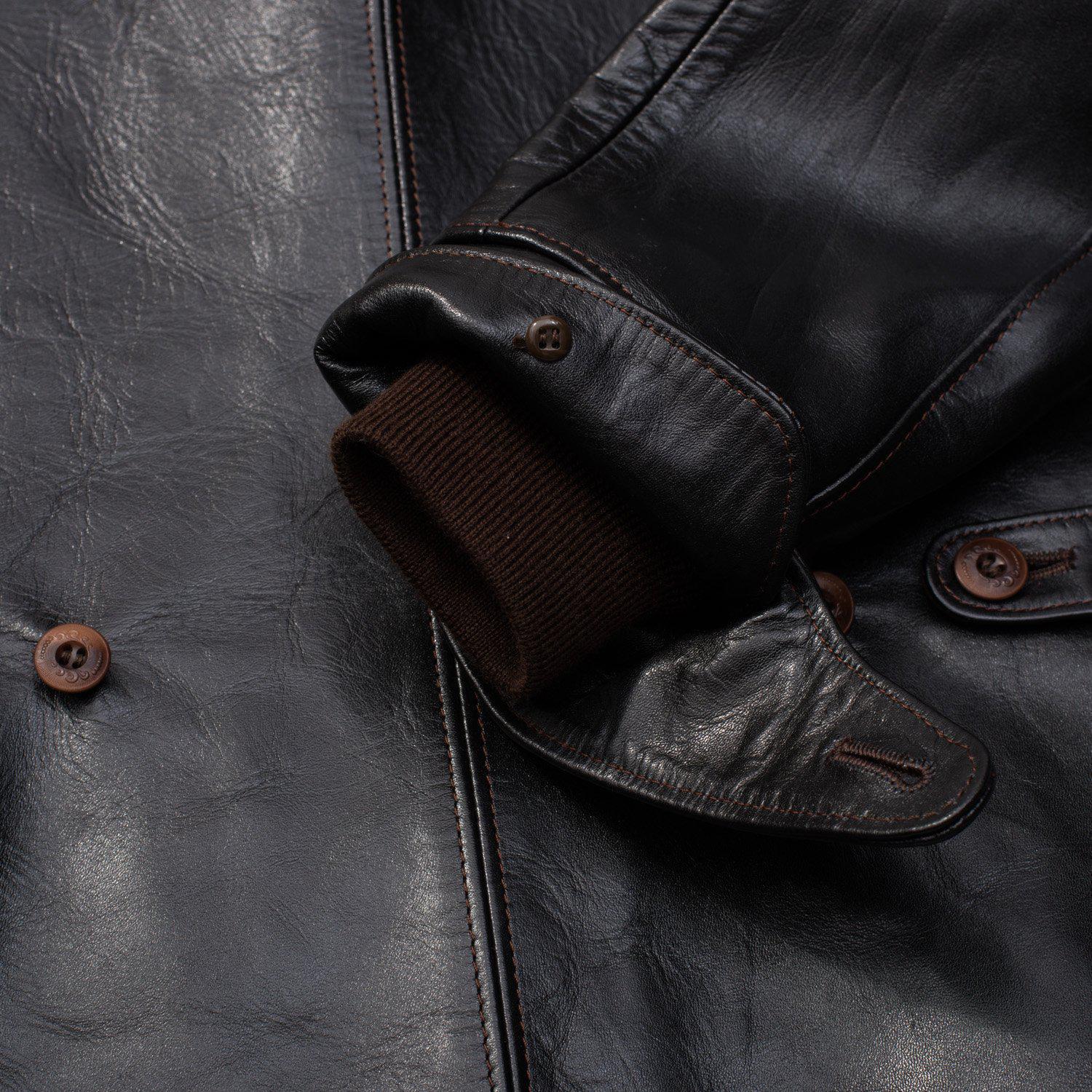 Orgueil Horsehide Leather Car Coat Black - Image 7