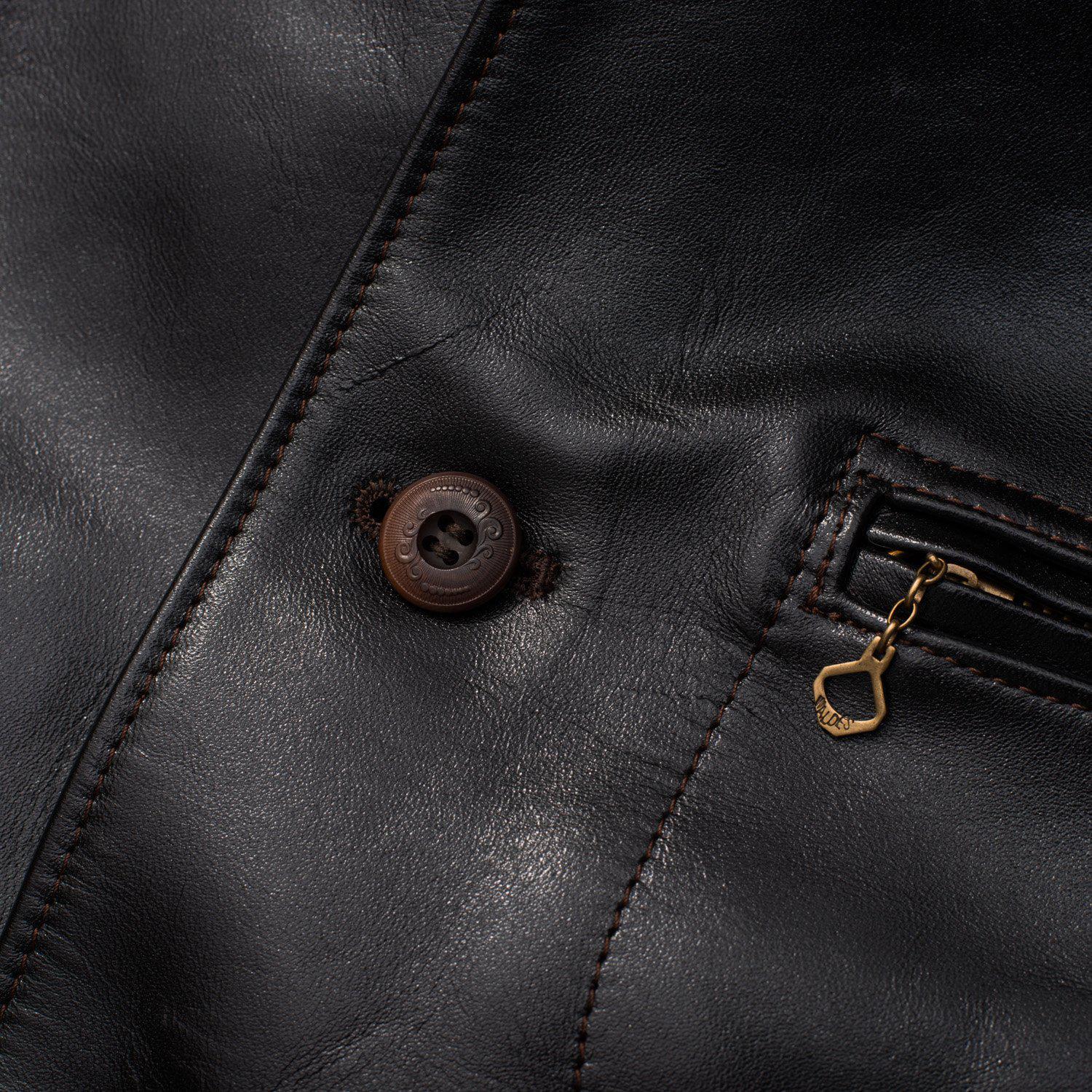 Orgueil Horsehide Leather Car Coat Black - Image 8