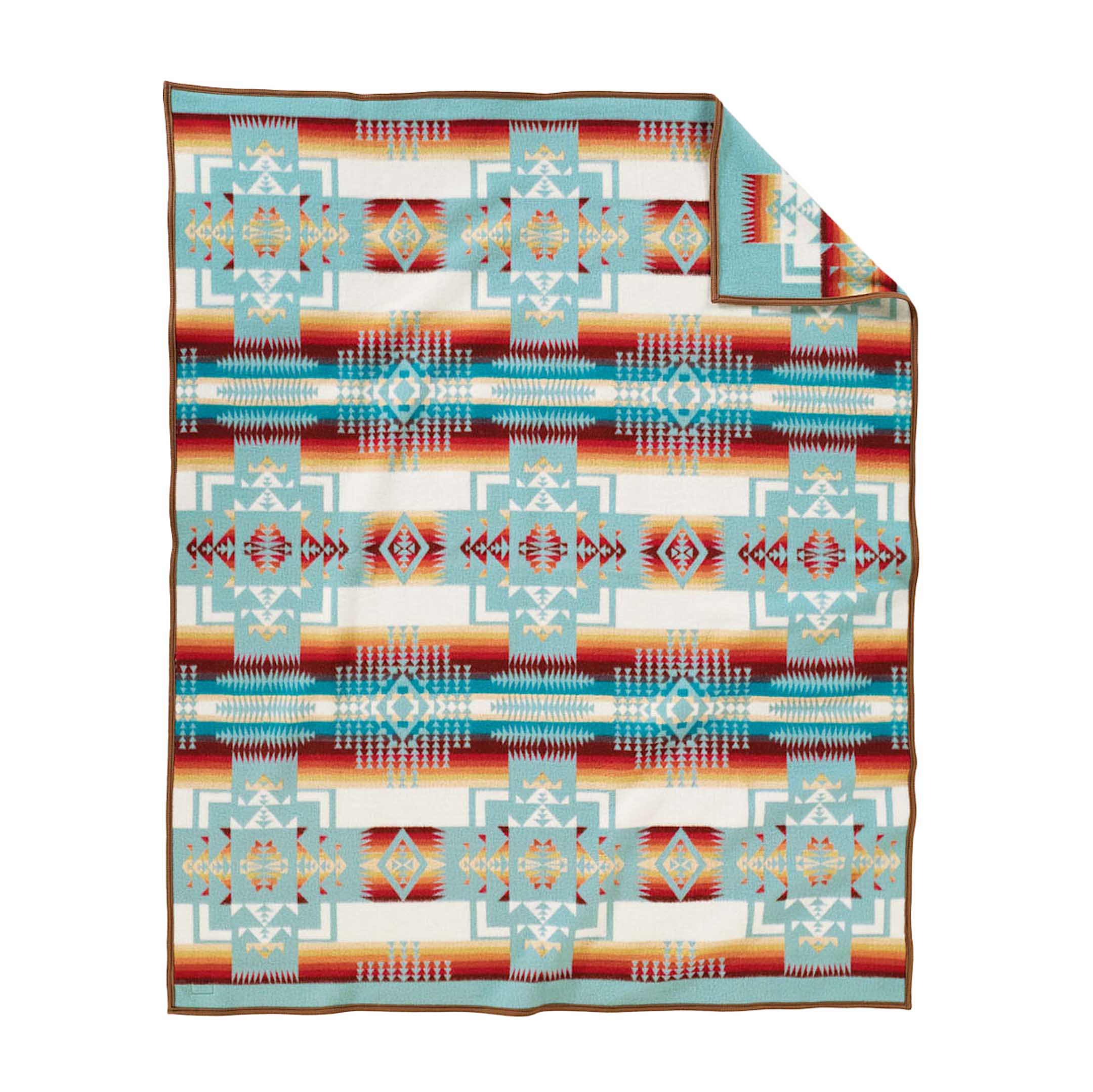 Pendleton Chief Joseph Jacquard Robe Blanket Aqua - Image 2