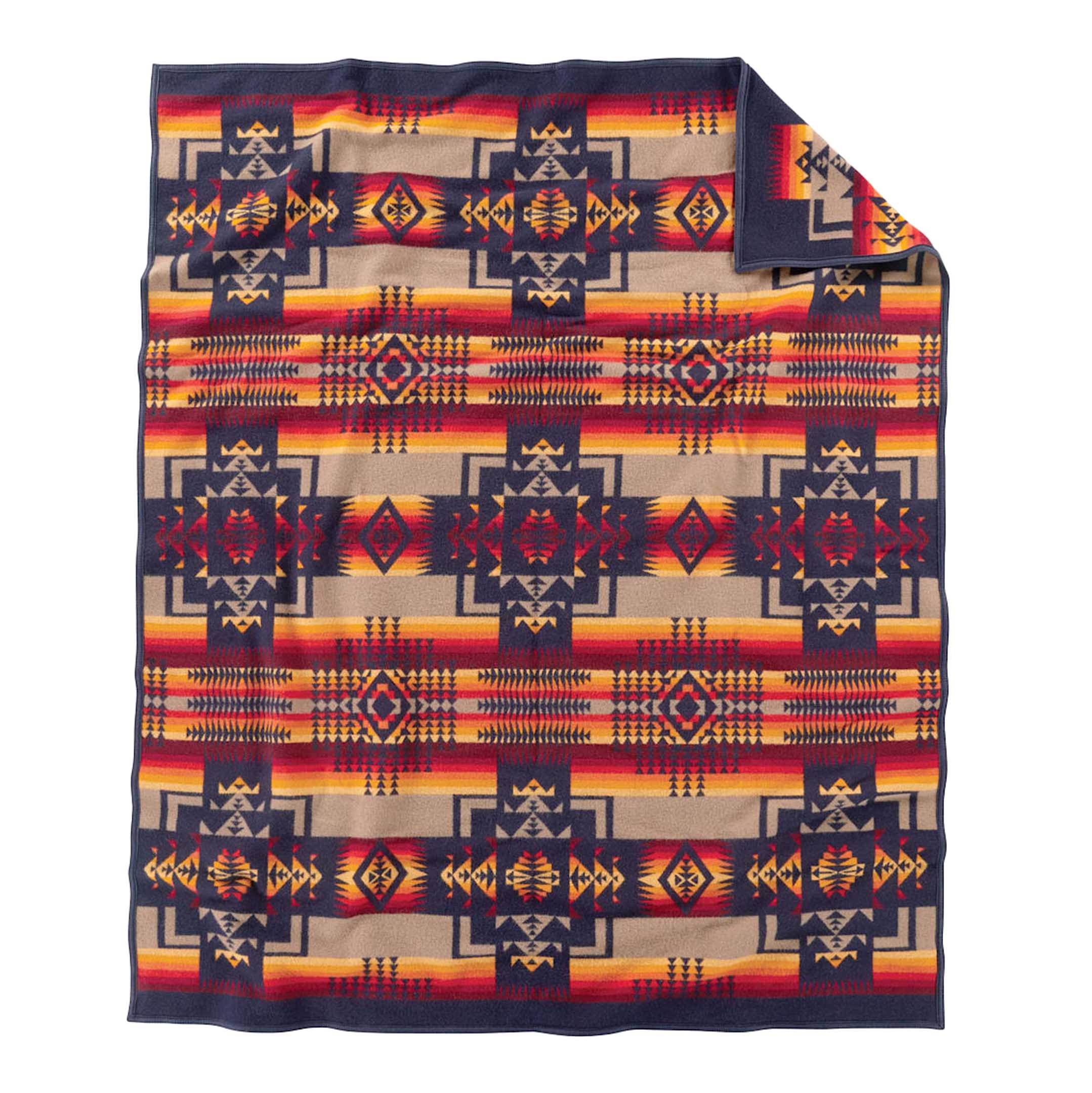 Pendleton Chief Joseph Jacquard Robe Blanket Indigo - Image 2