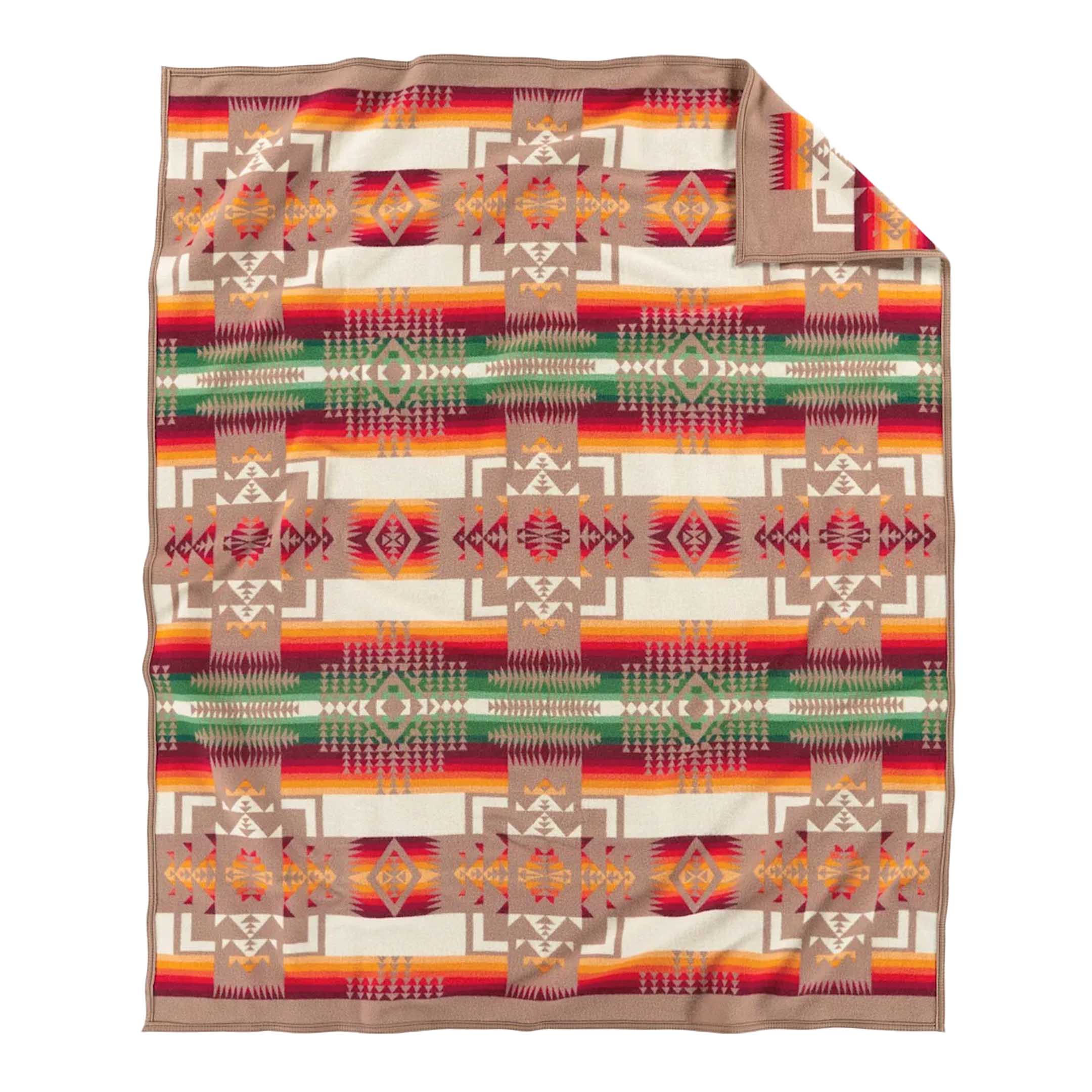 Pendleton Chief Joseph Jacquard Robe Blanket Khaki