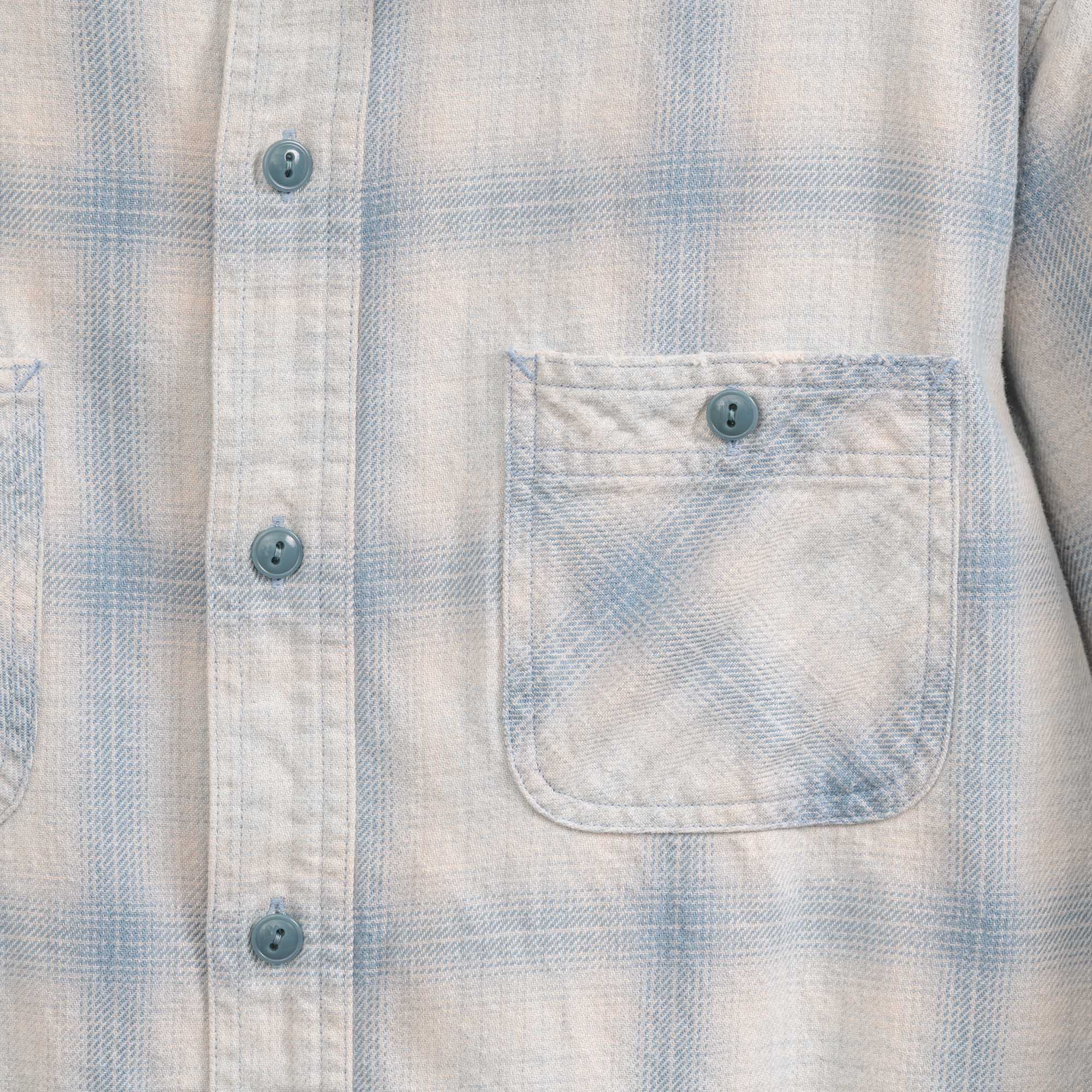 Pherrow's 731SN-UW Cotton Flannel Shirt Blue - Image 3