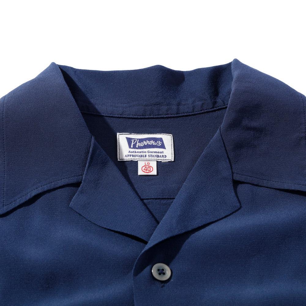 Pherrow's Open Collar Shirt Navy - Image 3