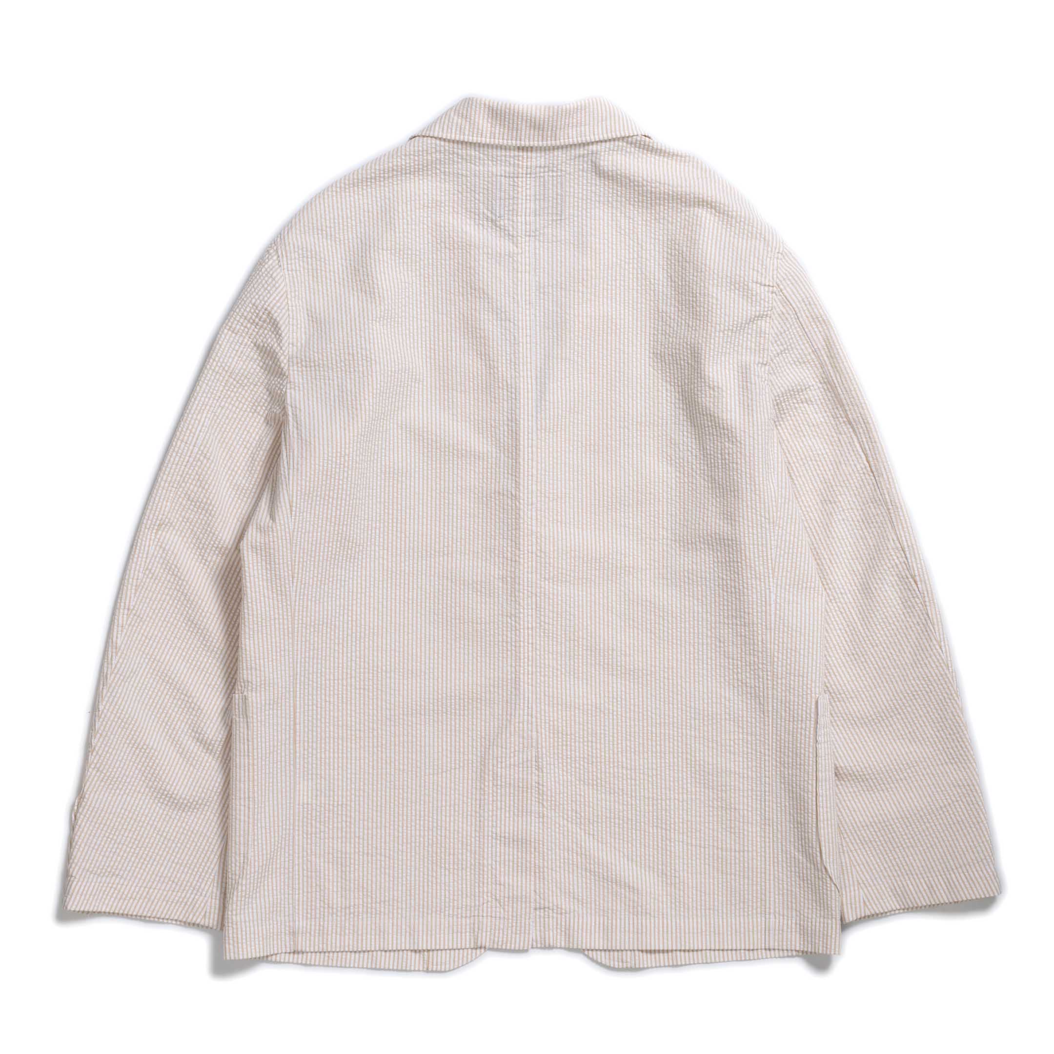 Pherrow's Seersucker Sports Jacket Beige Stripe - Image 2