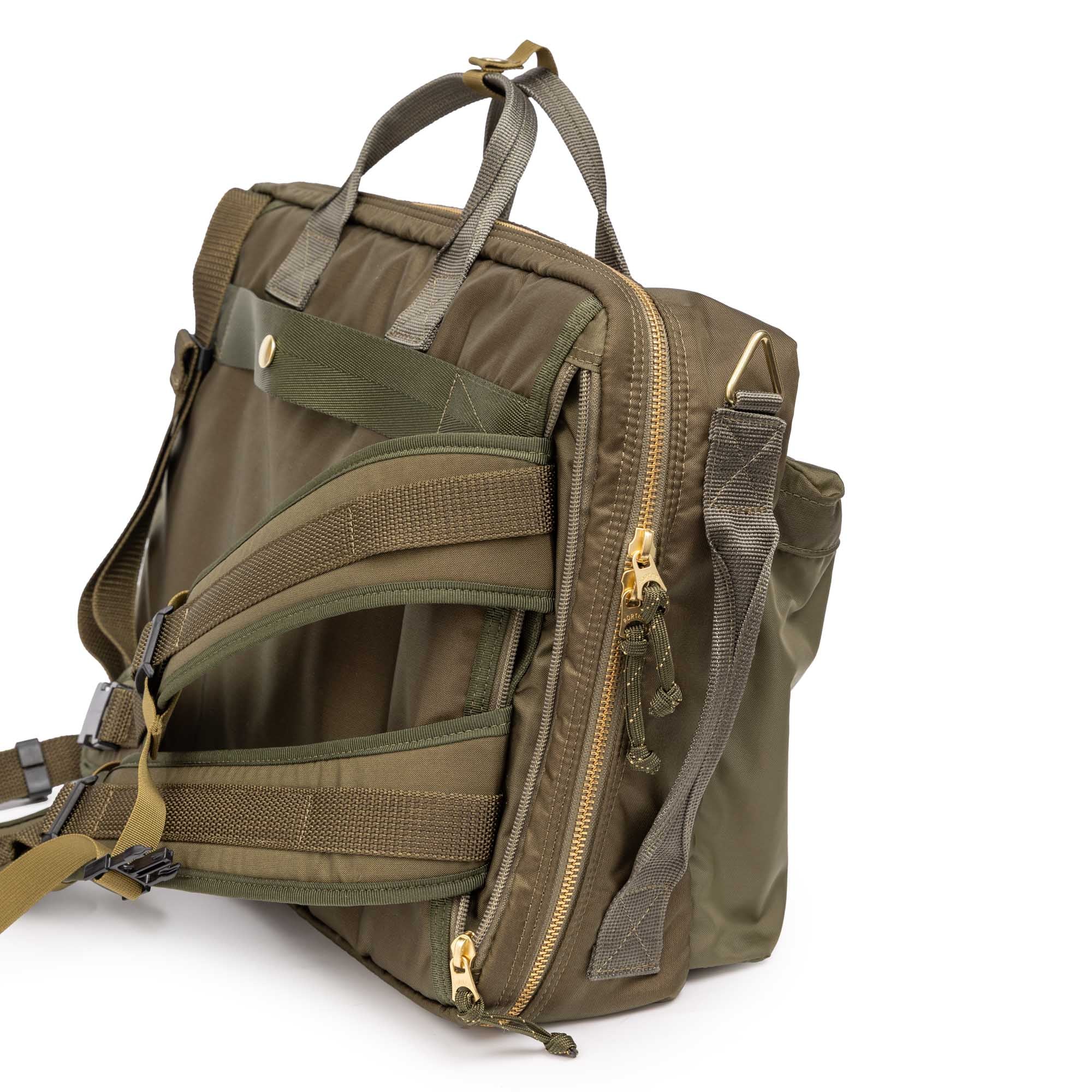 Porter Yoshida Force 3Way Briefcase Olive Drab - Image 7