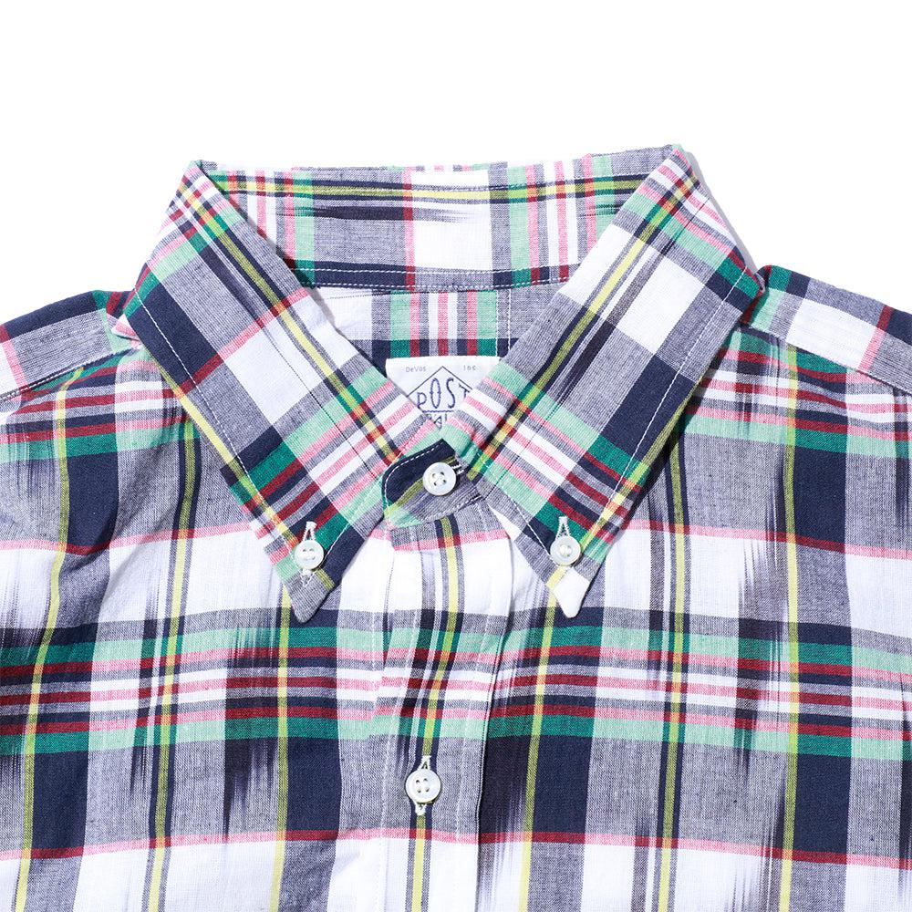 Post Overalls BD2 IKAT Madras Shirt Navy - Image 2