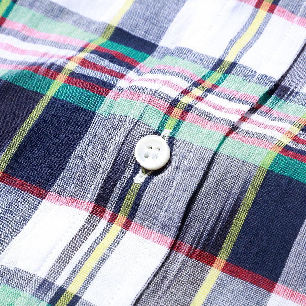 Post Overalls BD2 IKAT Madras Shirt Navy - Image 3