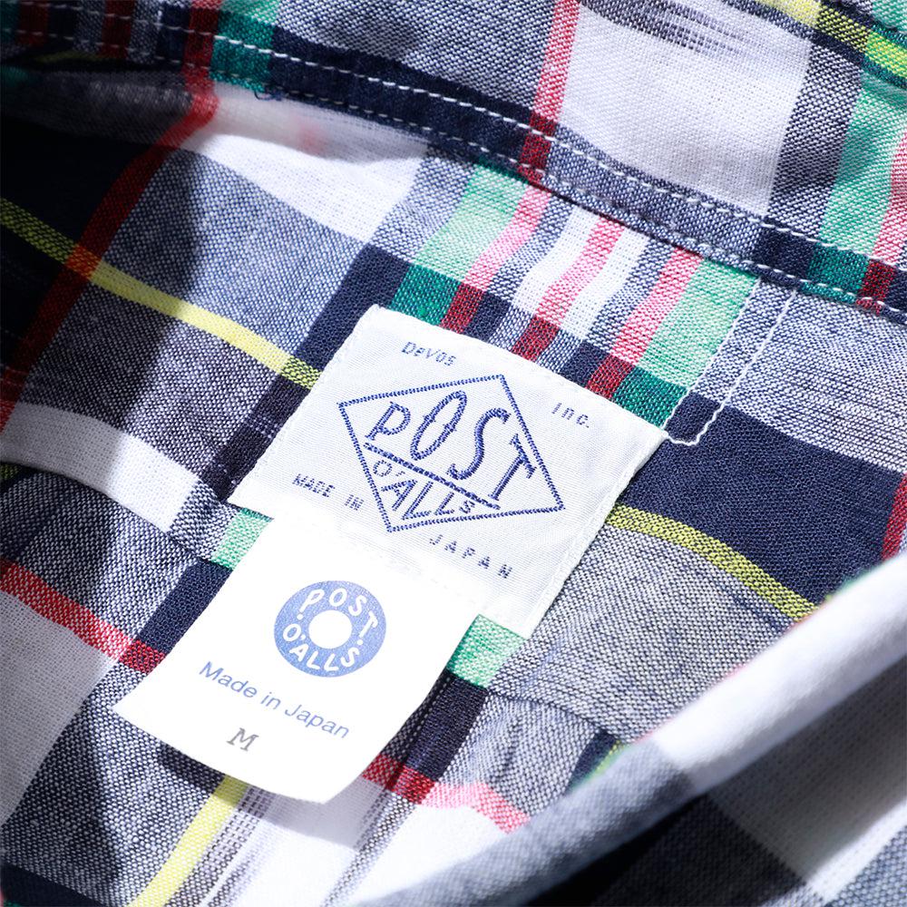 Post Overalls BD2 IKAT Madras Shirt Navy - Image 5
