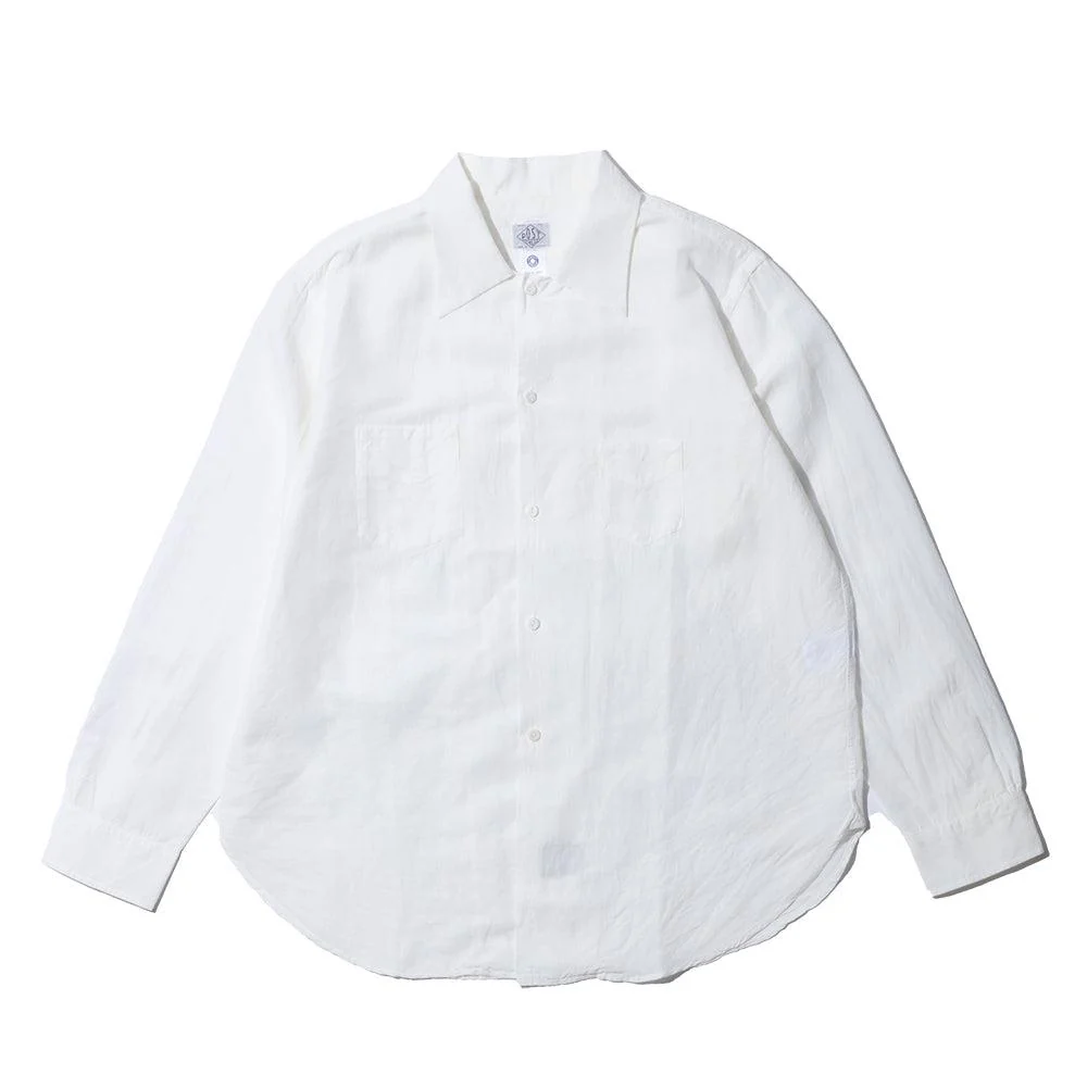 Post Overalls Neutra 3 Cotton/Linen Chambray Shirt White