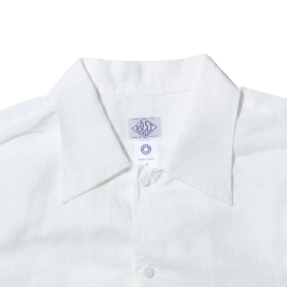 Post Overalls Neutra 3 Cotton/Linen Chambray Shirt White - Image 2