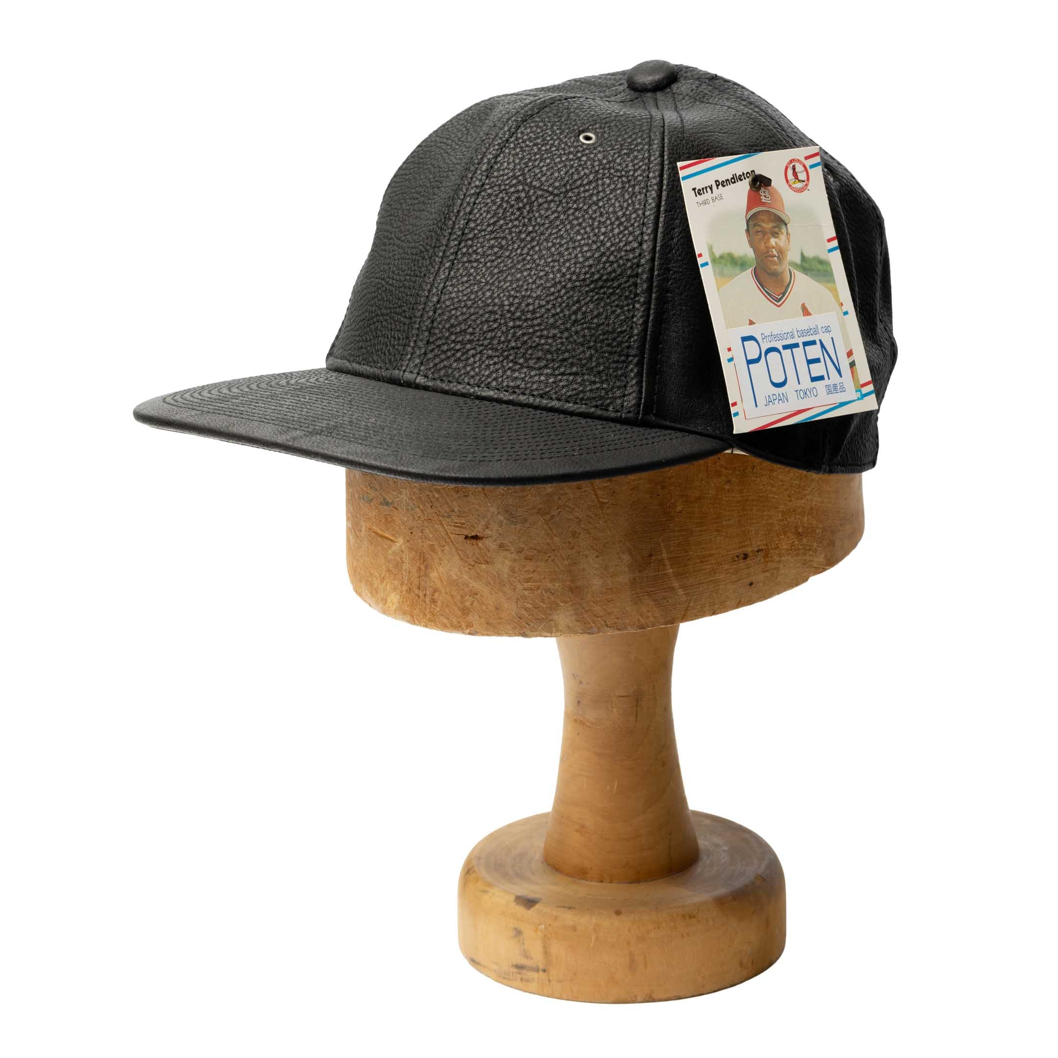 Poten Leather Baseball Hat Black