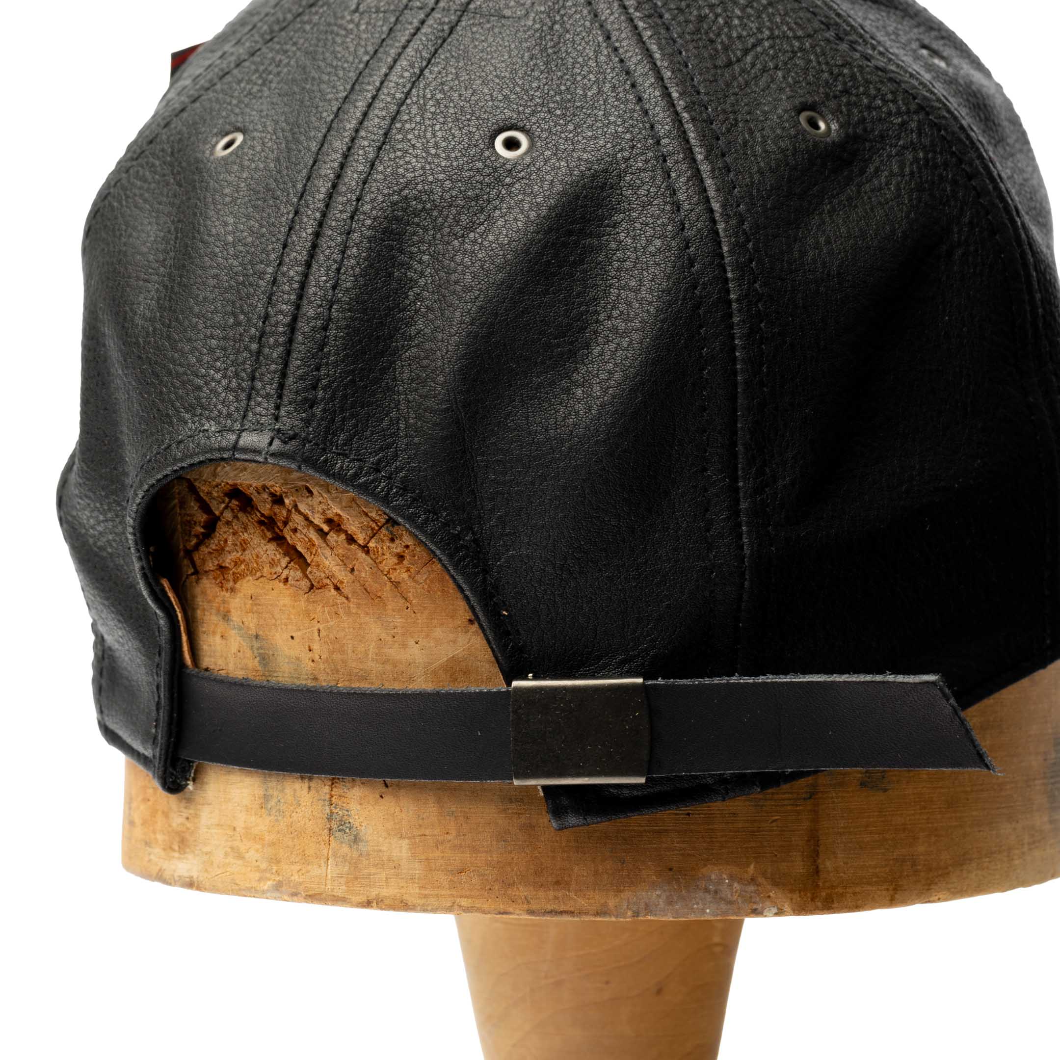 Poten Leather Baseball Hat Black - Image 2