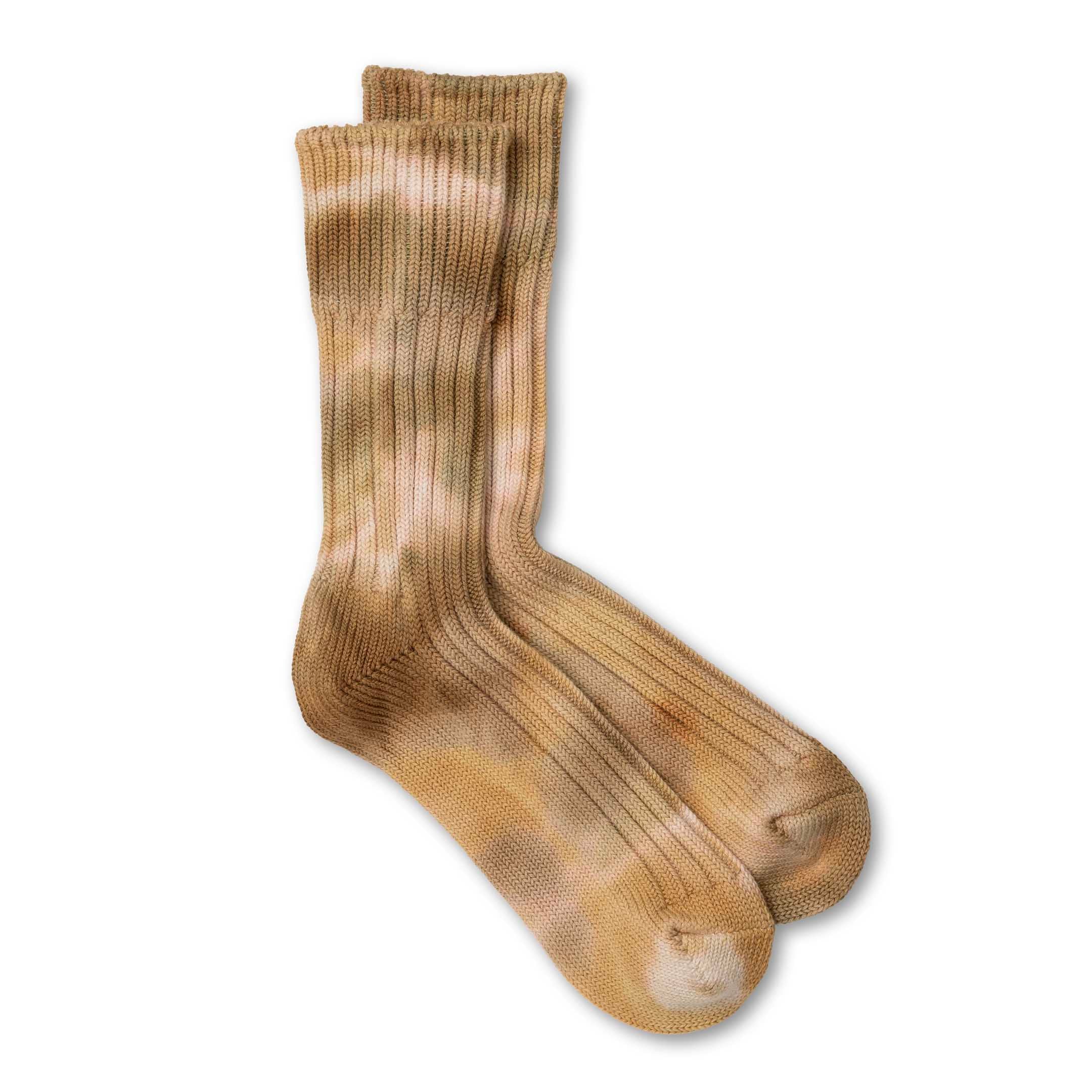 Rototo Chunky Ribbed Crew Sock Beige/Brown