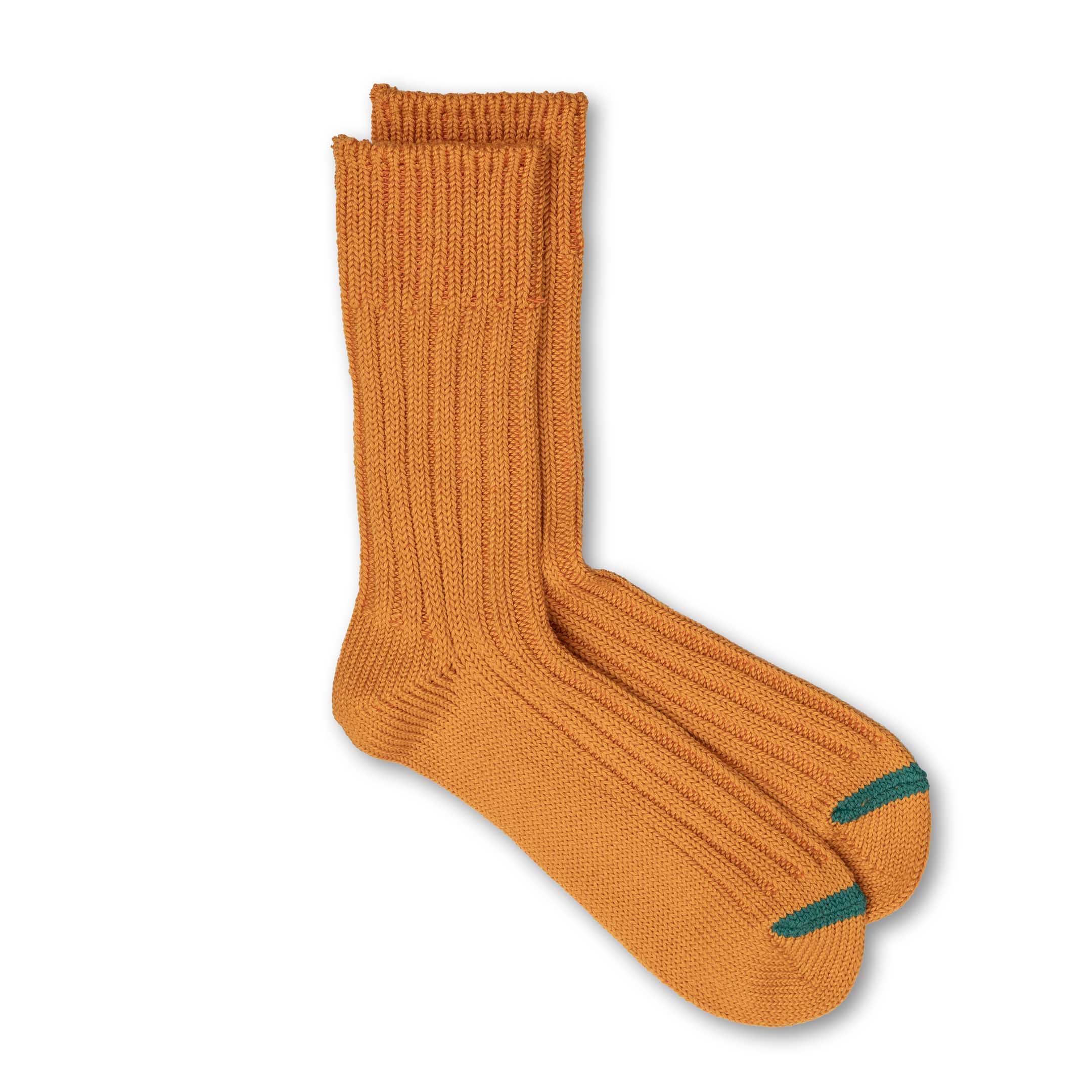 Rototo Chunky Ribbed Crew Sock Orange Peel