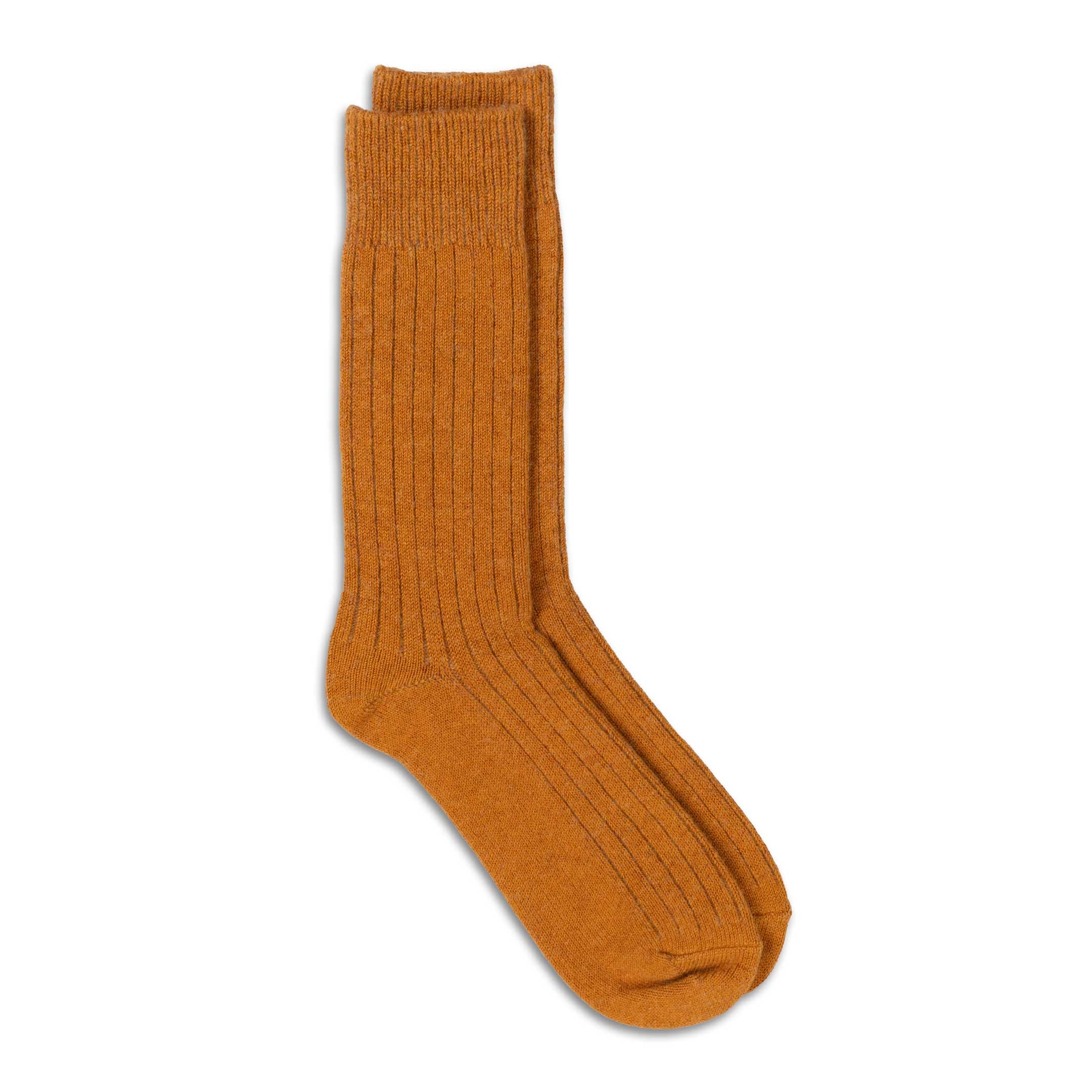 Rototo Cotton Wool Ribbed Crew Socks Gold