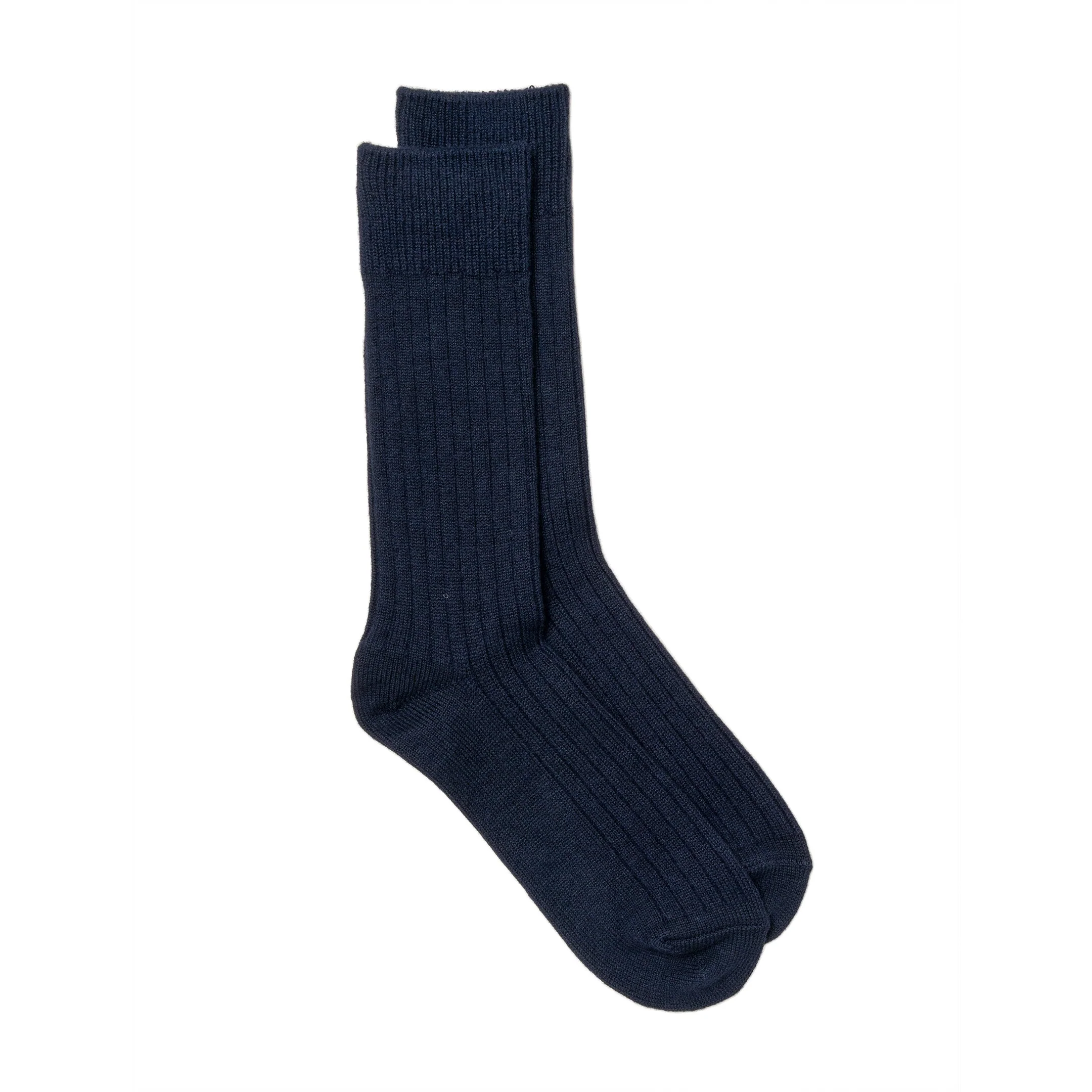 Rototo Cotton Wool Ribbed Crew Socks Navy
