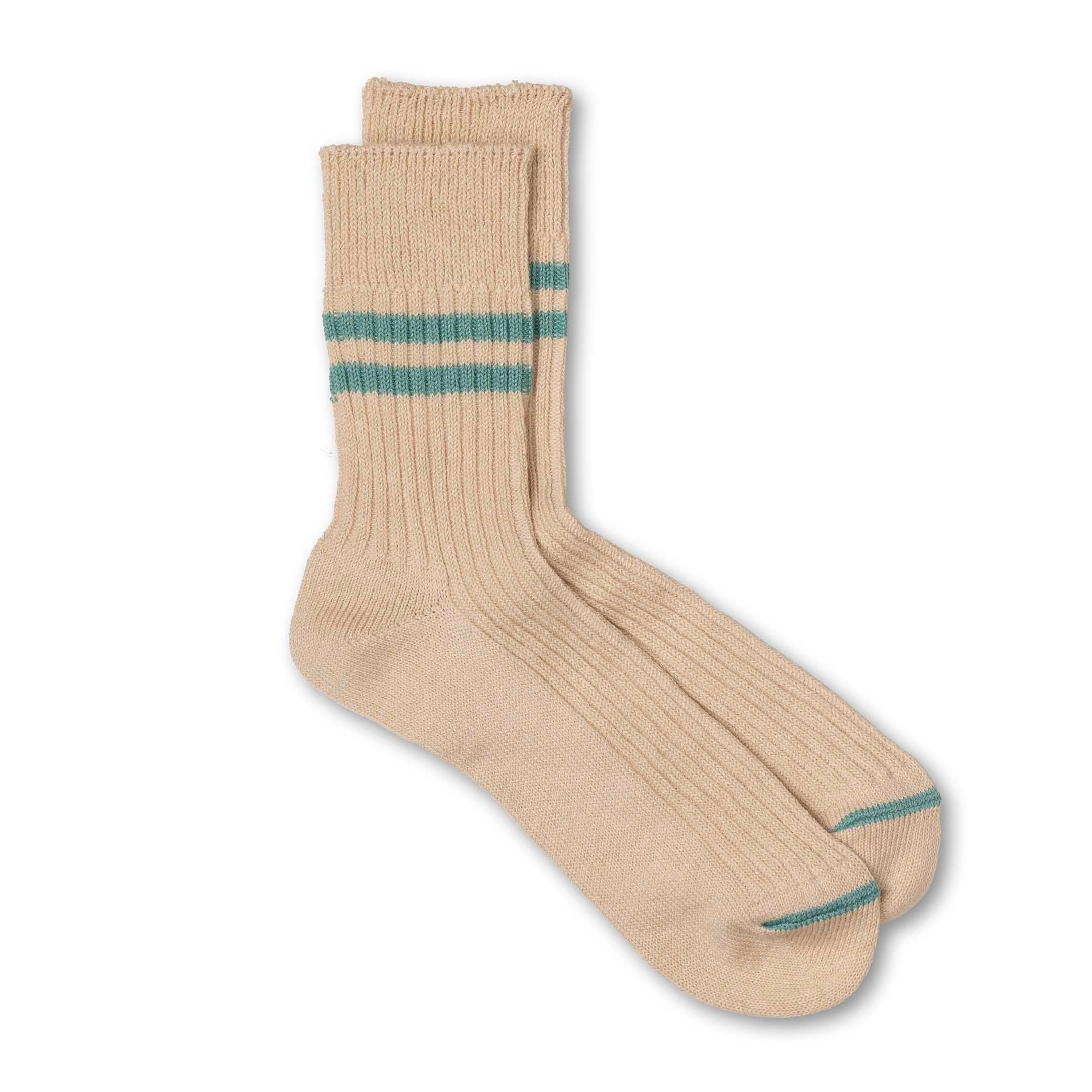 Rototo Hemp Organic Sock White Sand/Turquoise