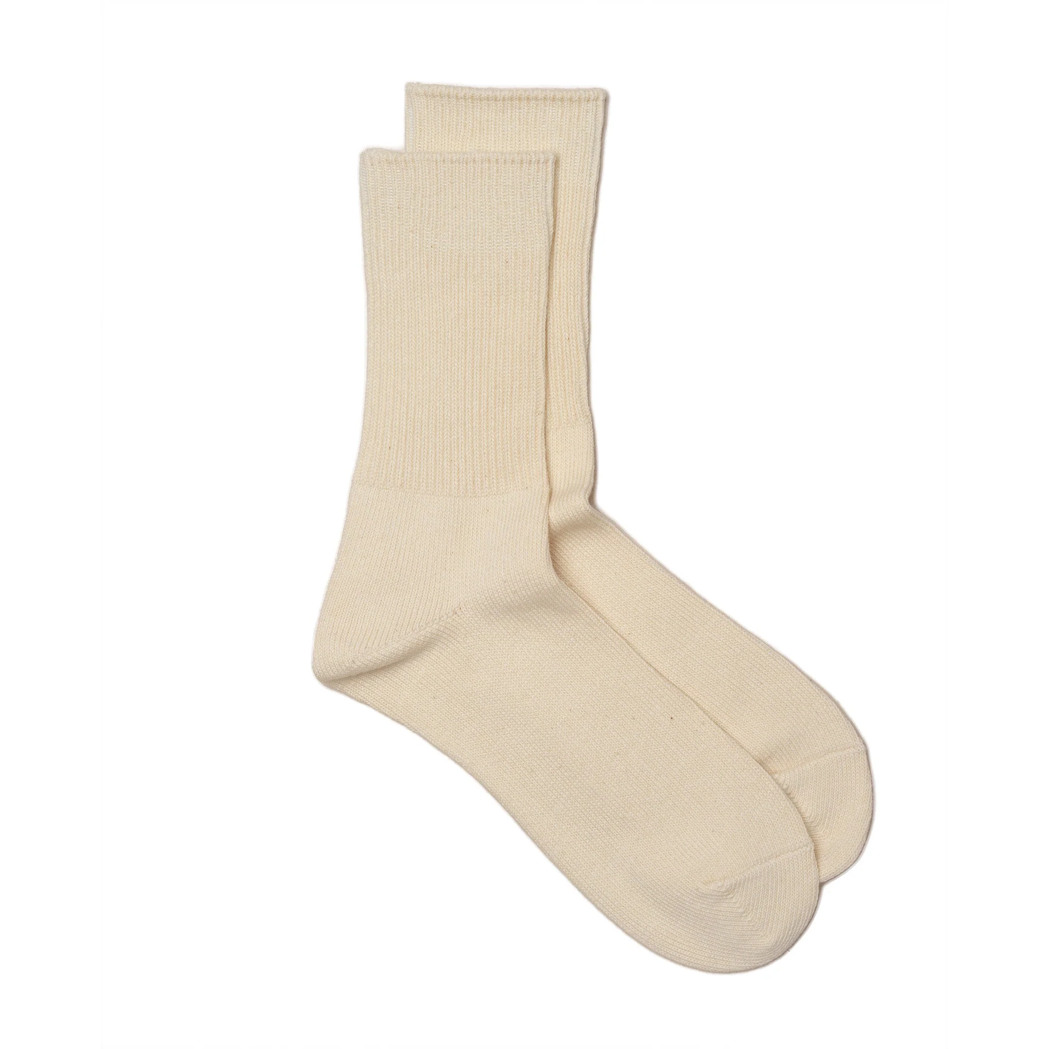 Rototo Organic Daily 3 Pack Ribbed Crew Socks Ecru - Image 2
