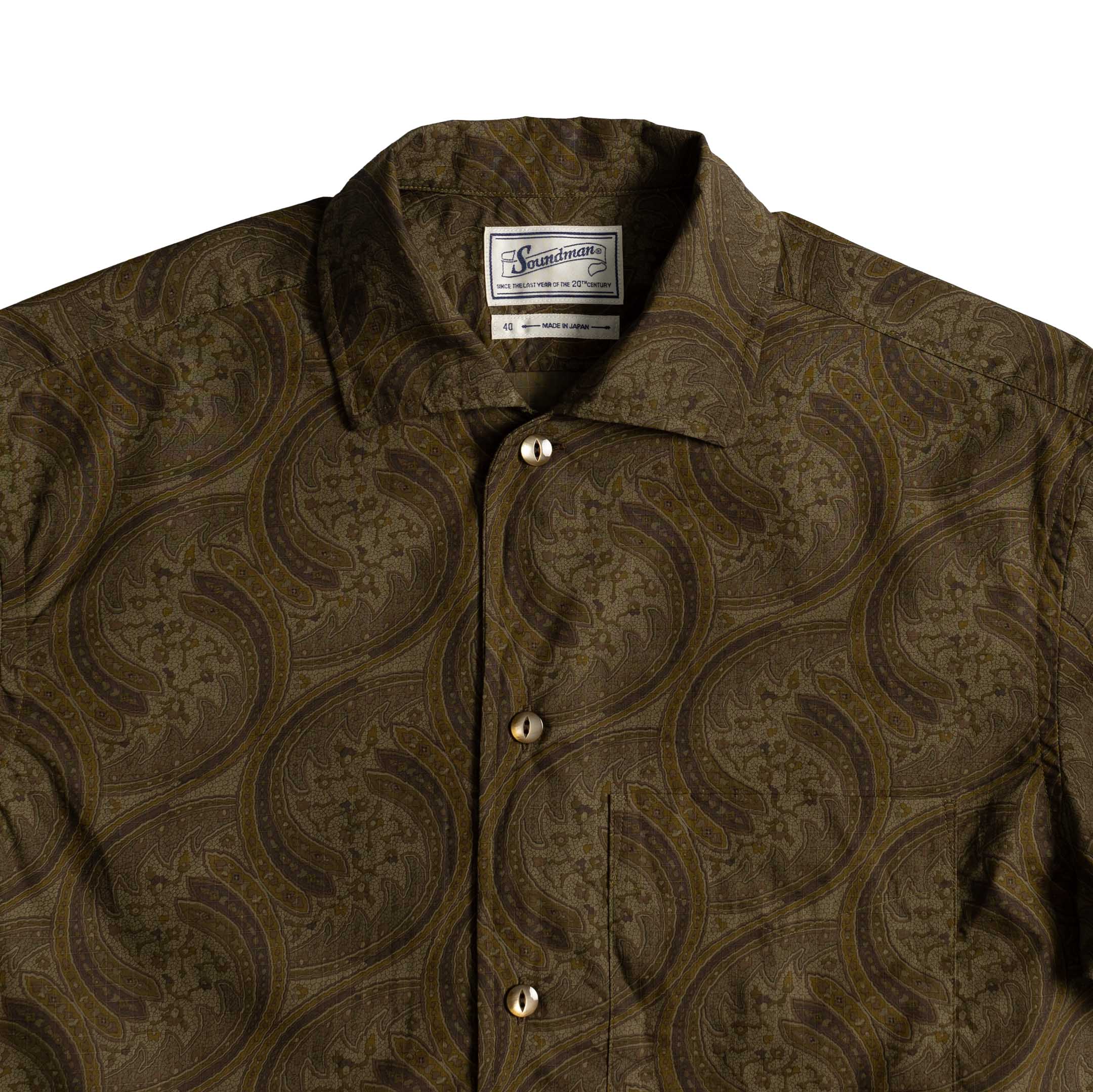 Soundman Shark Camp Collar Shirt Brown - Image 4