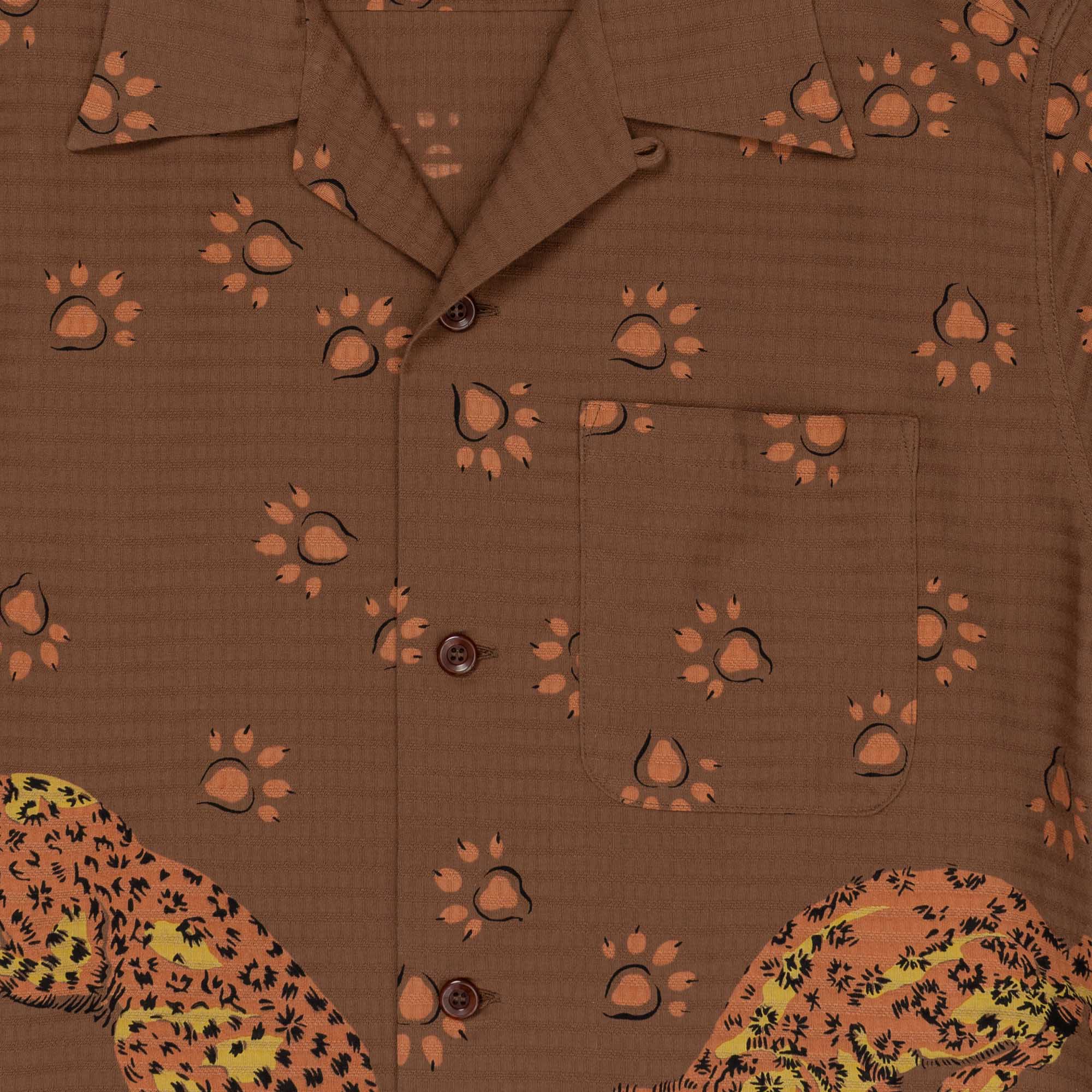 Star of Hollywood Dobby Cotton Leopard Shirt Brown - Image 4