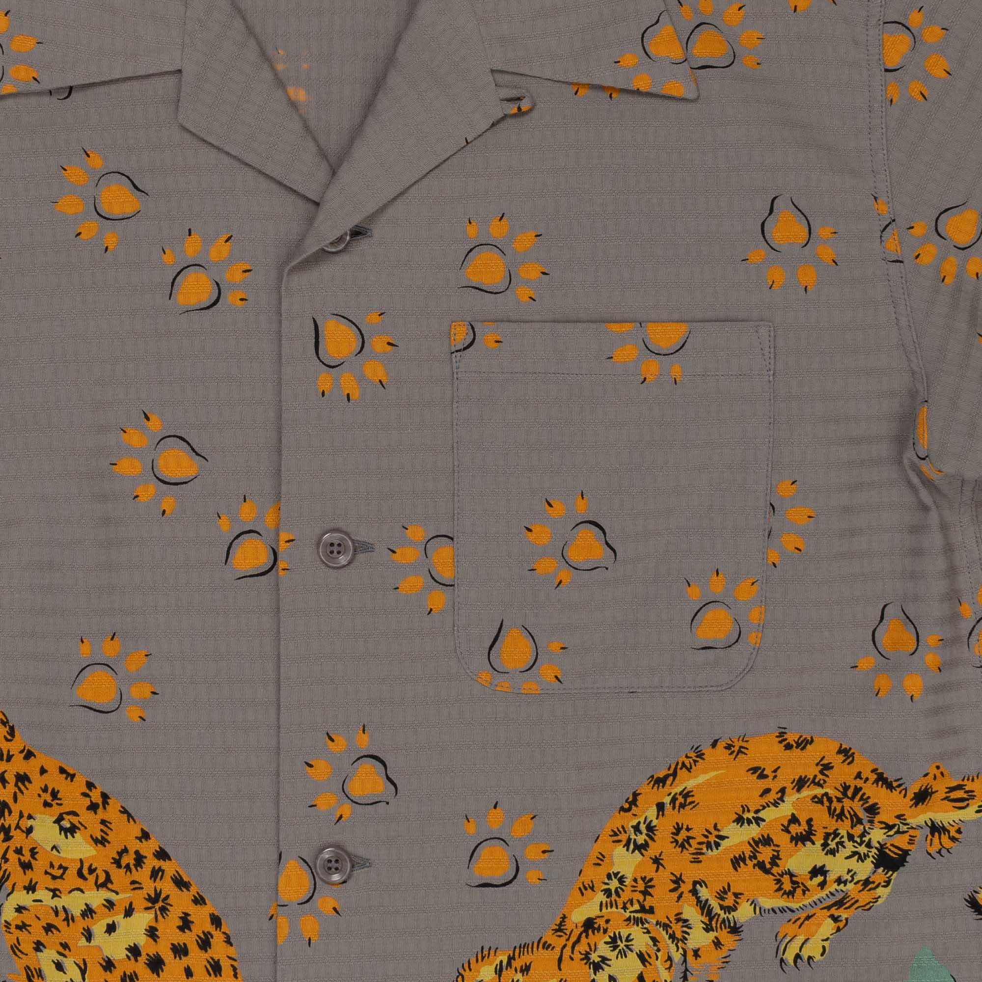 Star of Hollywood Dobby Cotton Leopard Shirt Grey - Image 4