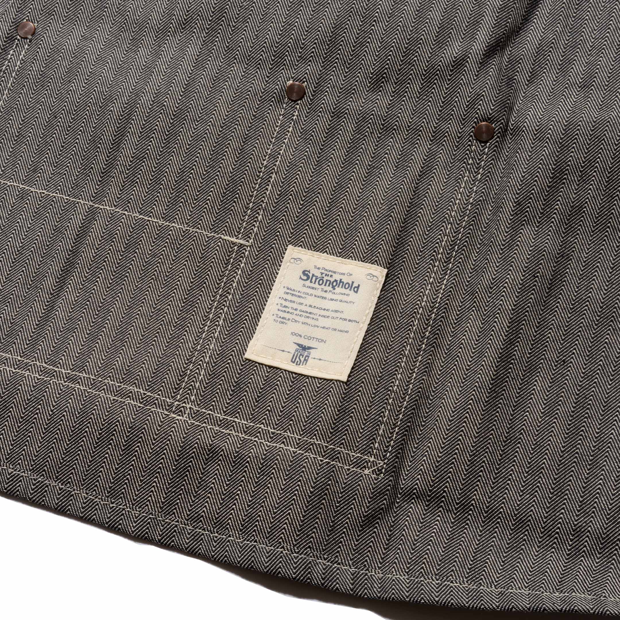Stronghold DM057 Short Bib Apron 12.5oz Herringbone Selvage Denim - Image 7