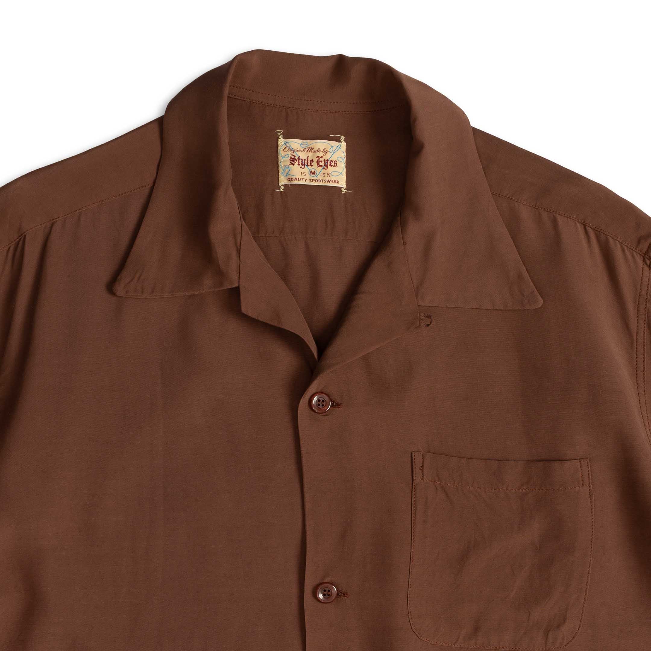 Style Eyes by Toyo Enterprise Plain Bowling S/S Shirt D Brown - Image 3