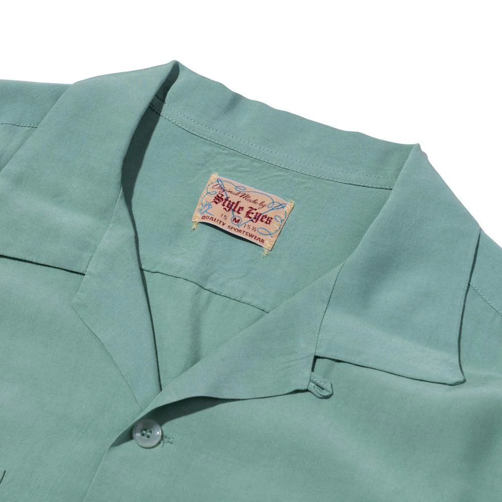 Style Eyes by Toyo Enterprise Plain Rayon Bowling Shirt M. Green - Image 3