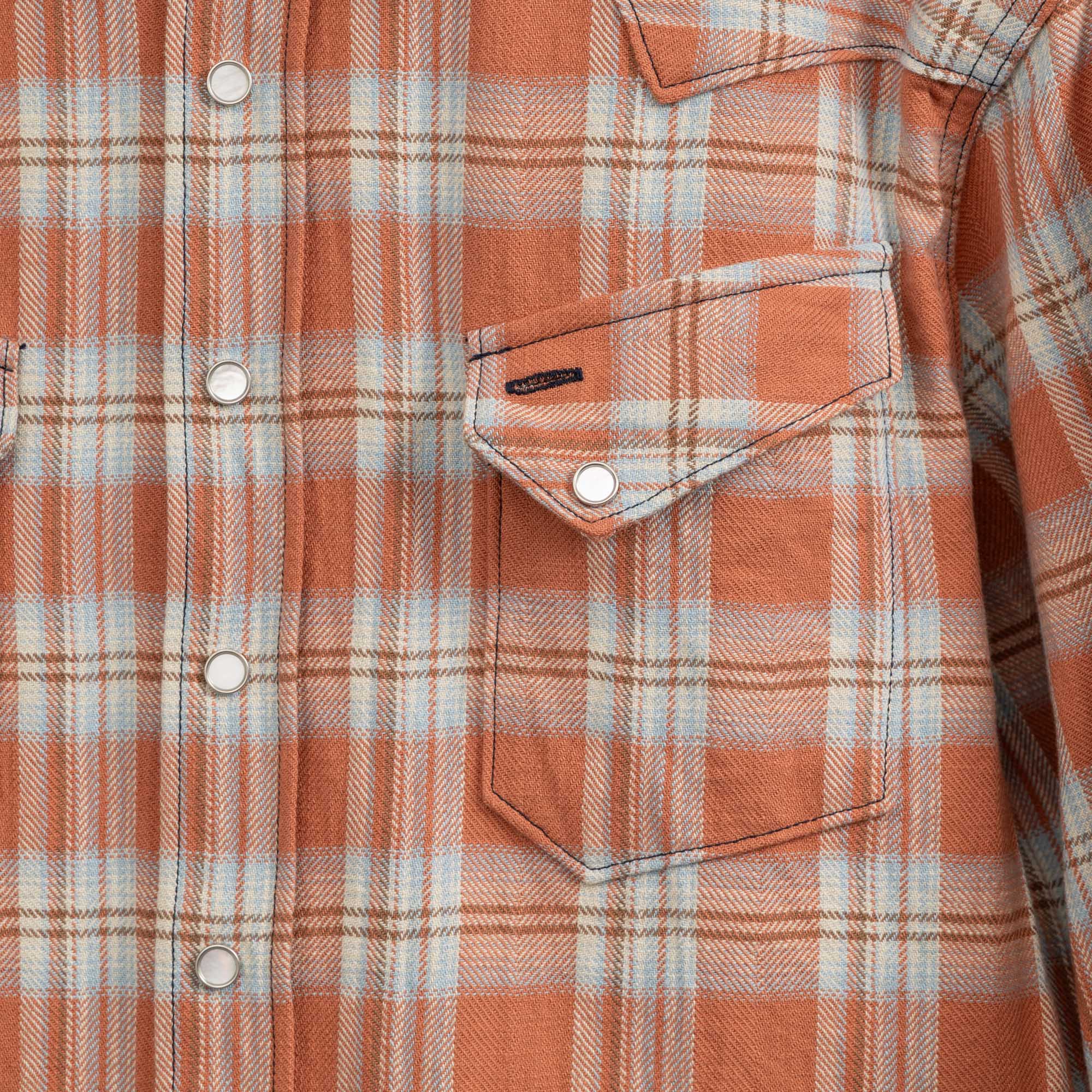Sugar Cane Washer Herringbone Check Western Shirt Red - Image 4